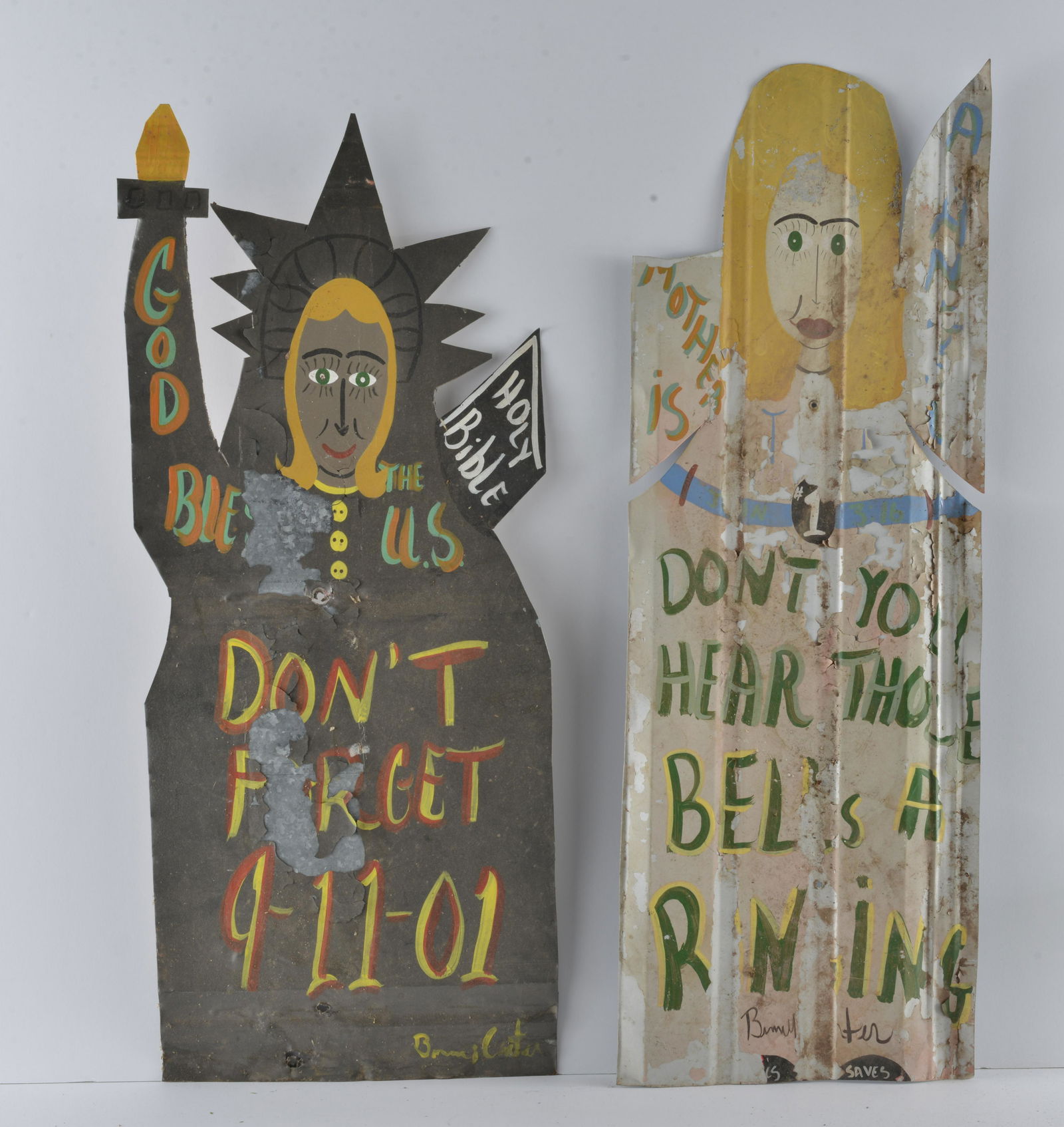 Benny Carter (1943 - 2014) 2 tin environmental folk art (1 of 2)