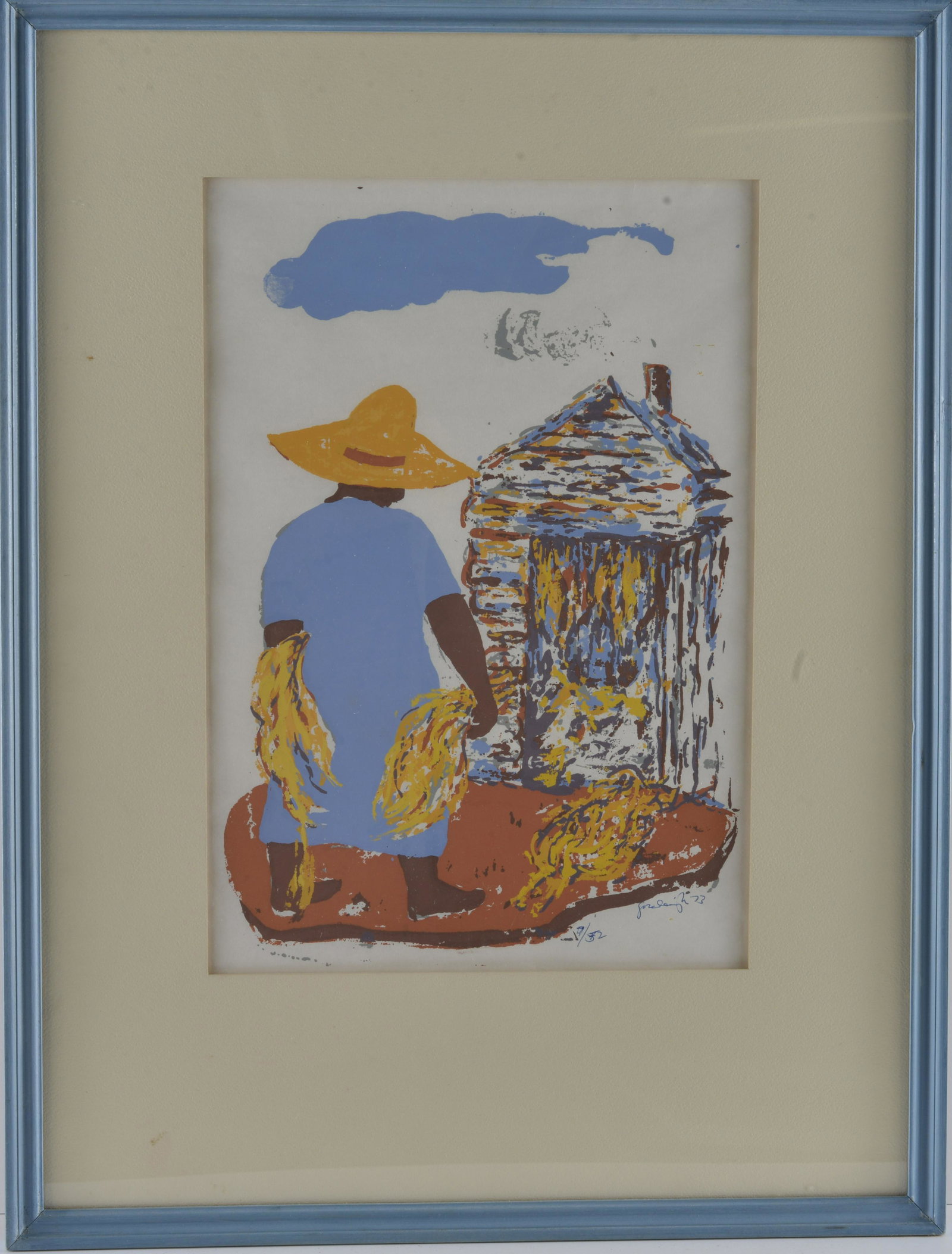 Rex Gorleigh Folk Art Painting (print): pencil signed and numbered, framed 20"