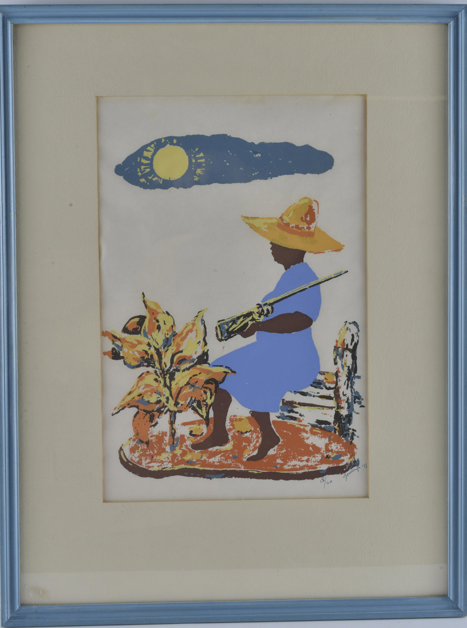 Rex Gorleigh Folk Art Painting (print): pencil signed and numbered, framed 20"