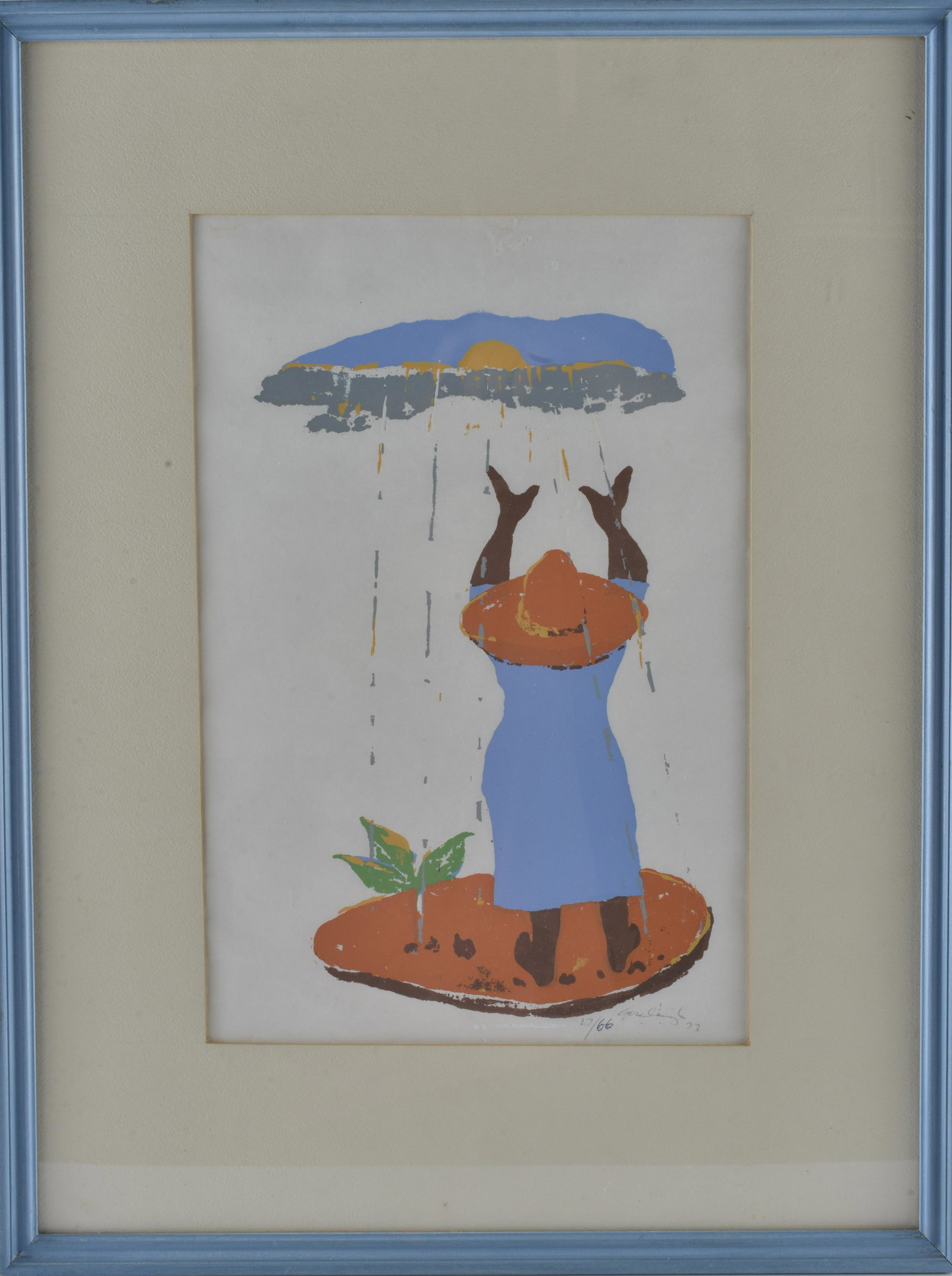 Rex Gorleigh Folk Art Painting (print): pencil signed and numbered, framed 20"