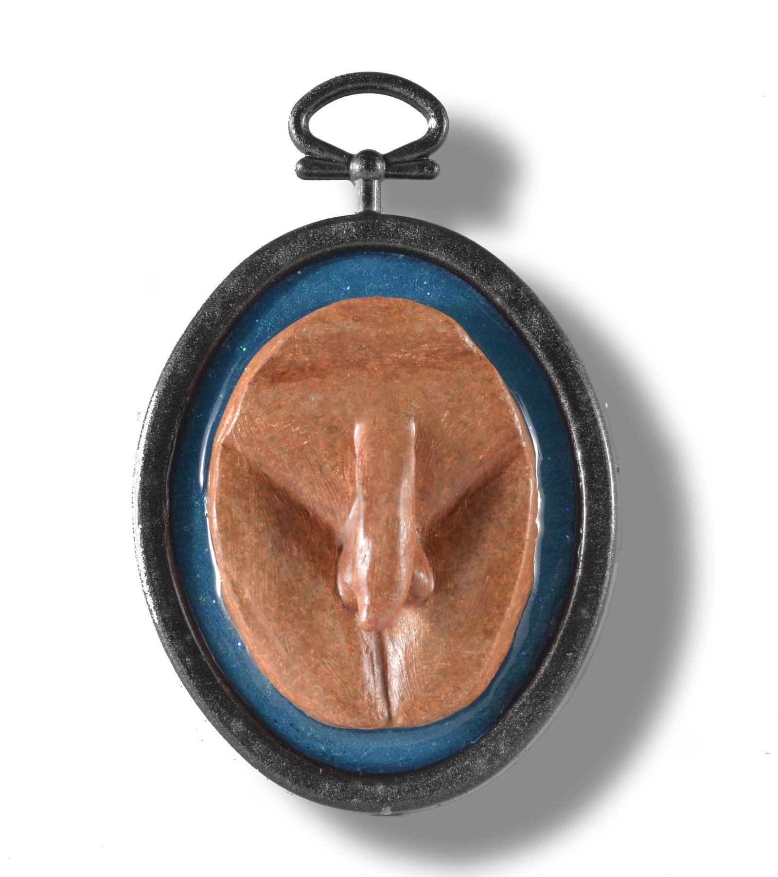 Phallic Panic Clay Sculpture Penis Art: hand made from clay, mounted to small frame. These are miniature pieces of hand made art by a local artist in Graham, NC. 2.25" X 3.5"