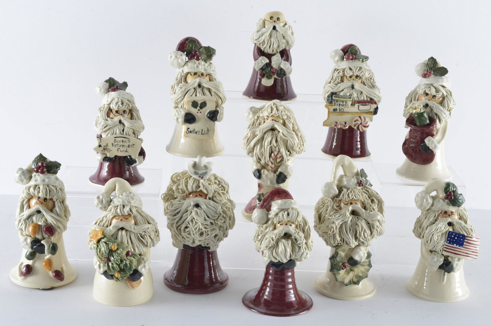 Collection of Pottery Santa Clause: north carolina pottery collection of santas all dated and numberedAVERAGE HEIGHT -6.5"H