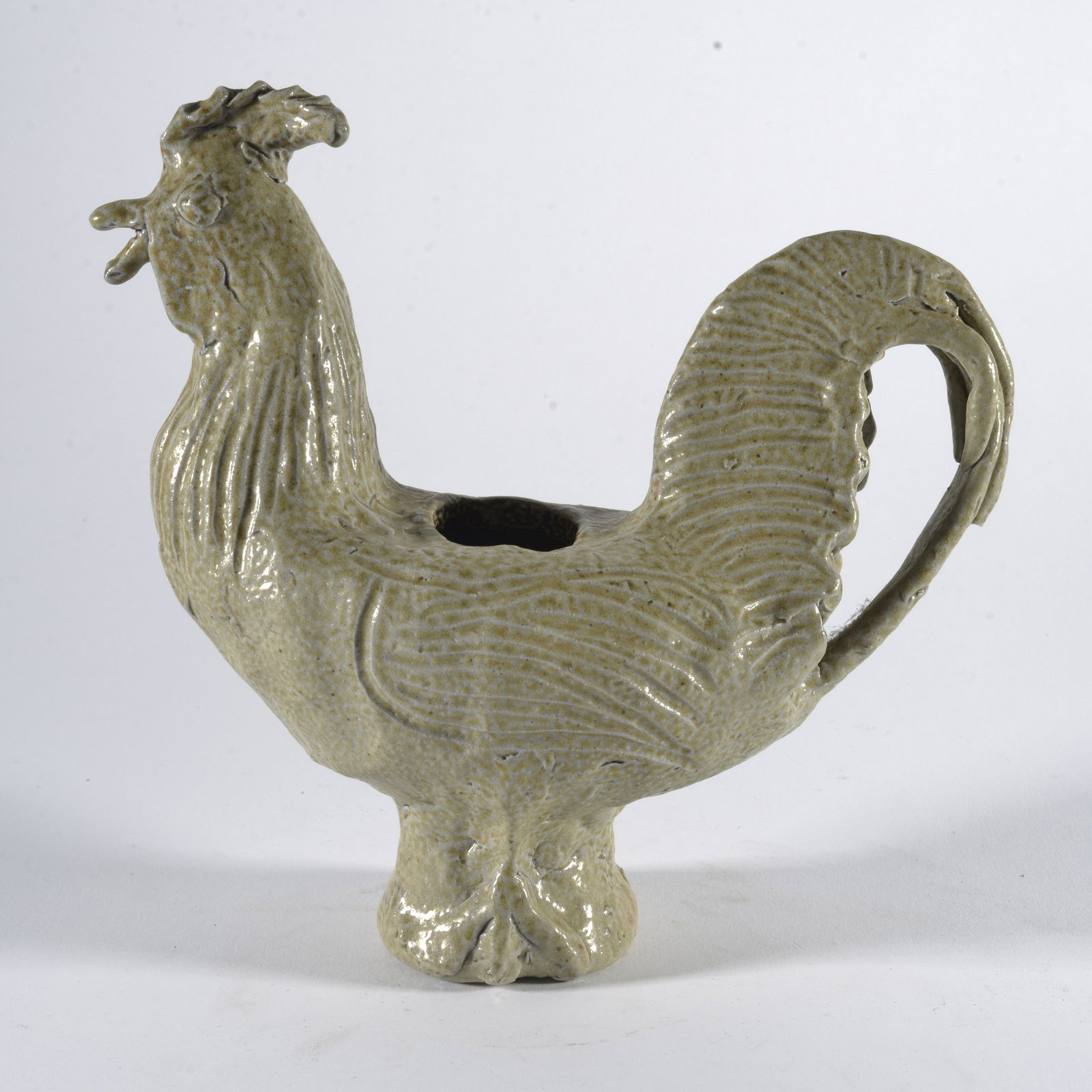 Charles Moore Folk Pottery- Candle holder rooster (1 of 5)