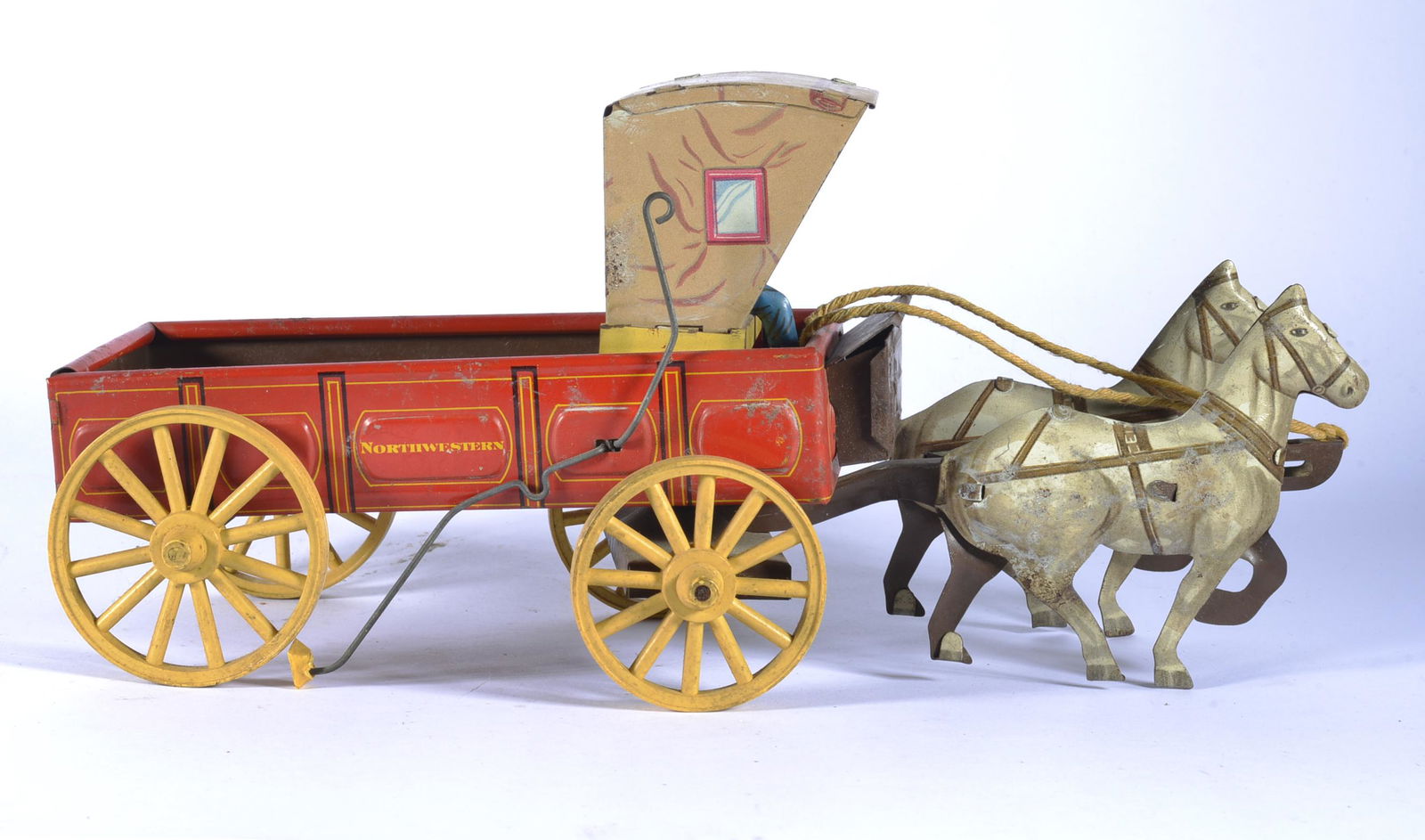 BUCKBOARD TIN LITHO WAGON: TIN LITHO 5"H X 10"L