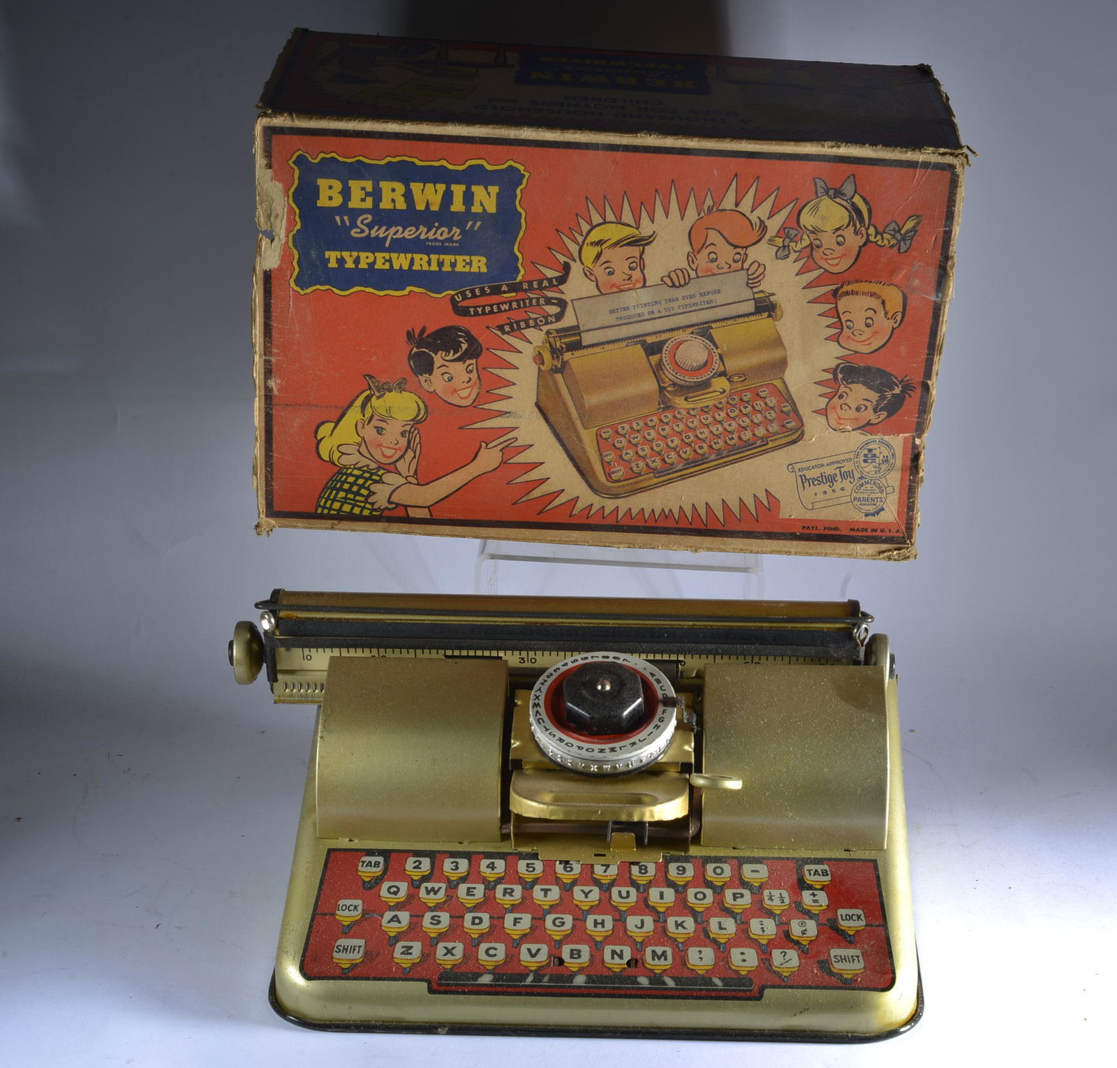 BERWIN SUPERIOR TYPEWRITER TIN LITHO IN BOX TOY GUIDANCE CORP (1 of 4)