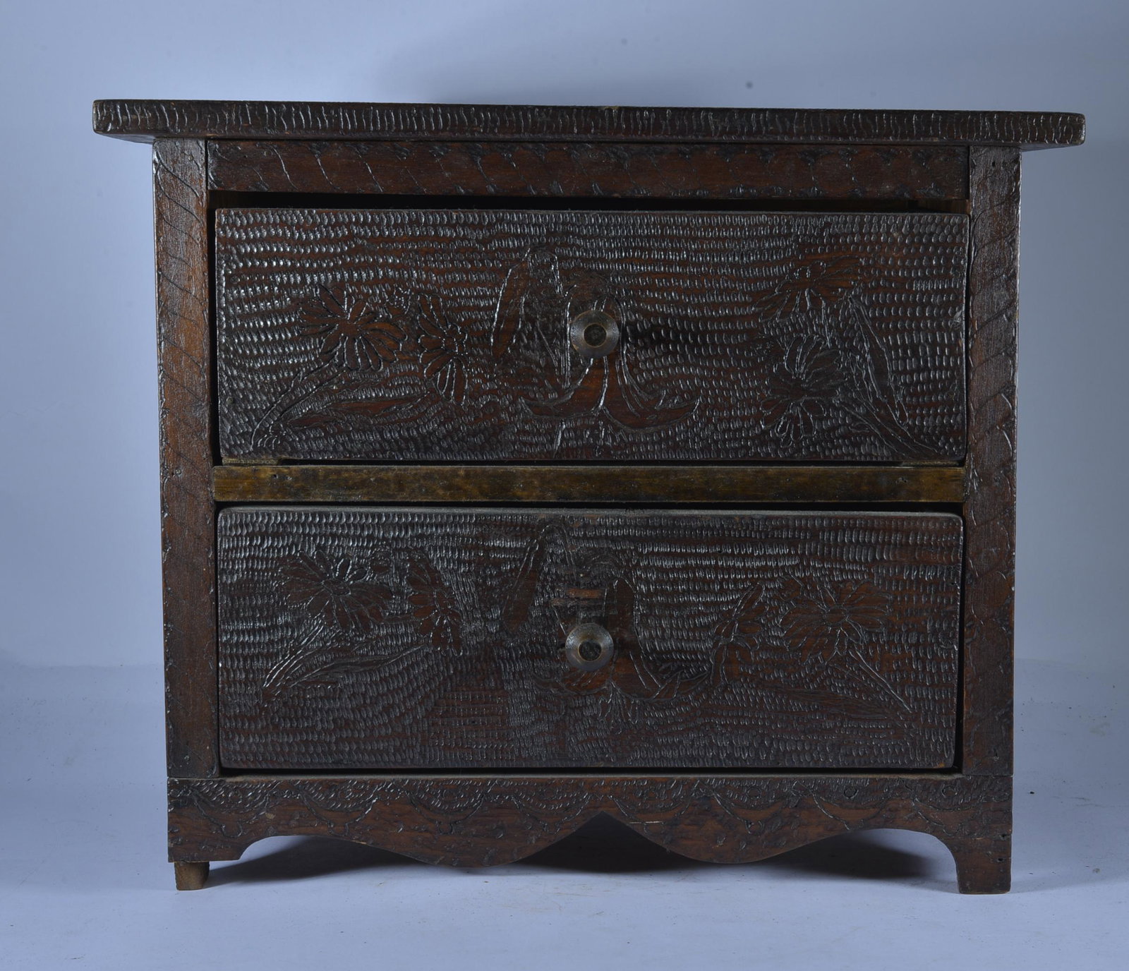 2 Drawer Childs Flemish Art Chest: See Photos 10 1/2"H 12 1/2"L