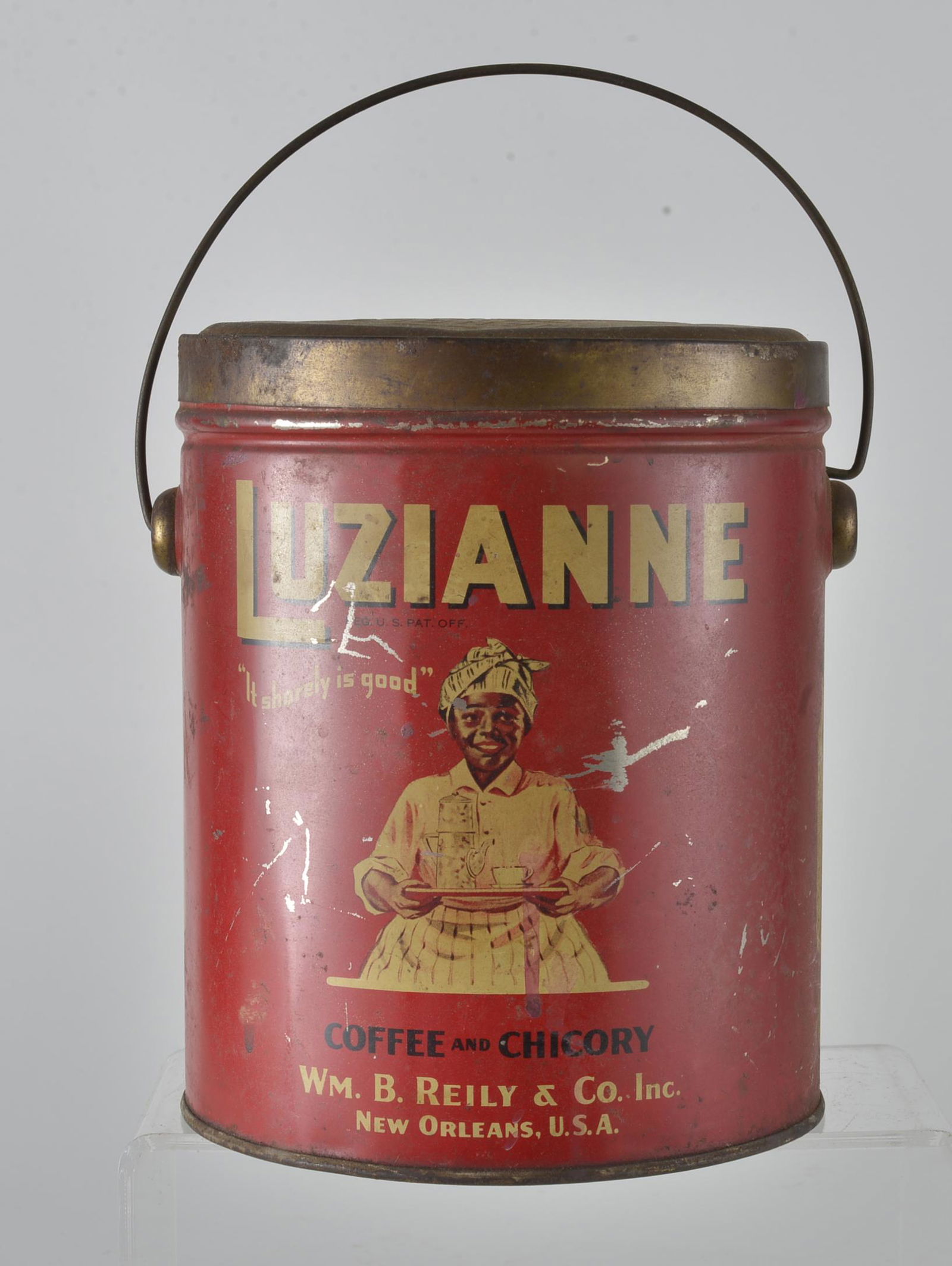 Vintage Red Luzianne Coffee and Chicory Tin with Bale Handle (1 of 4)