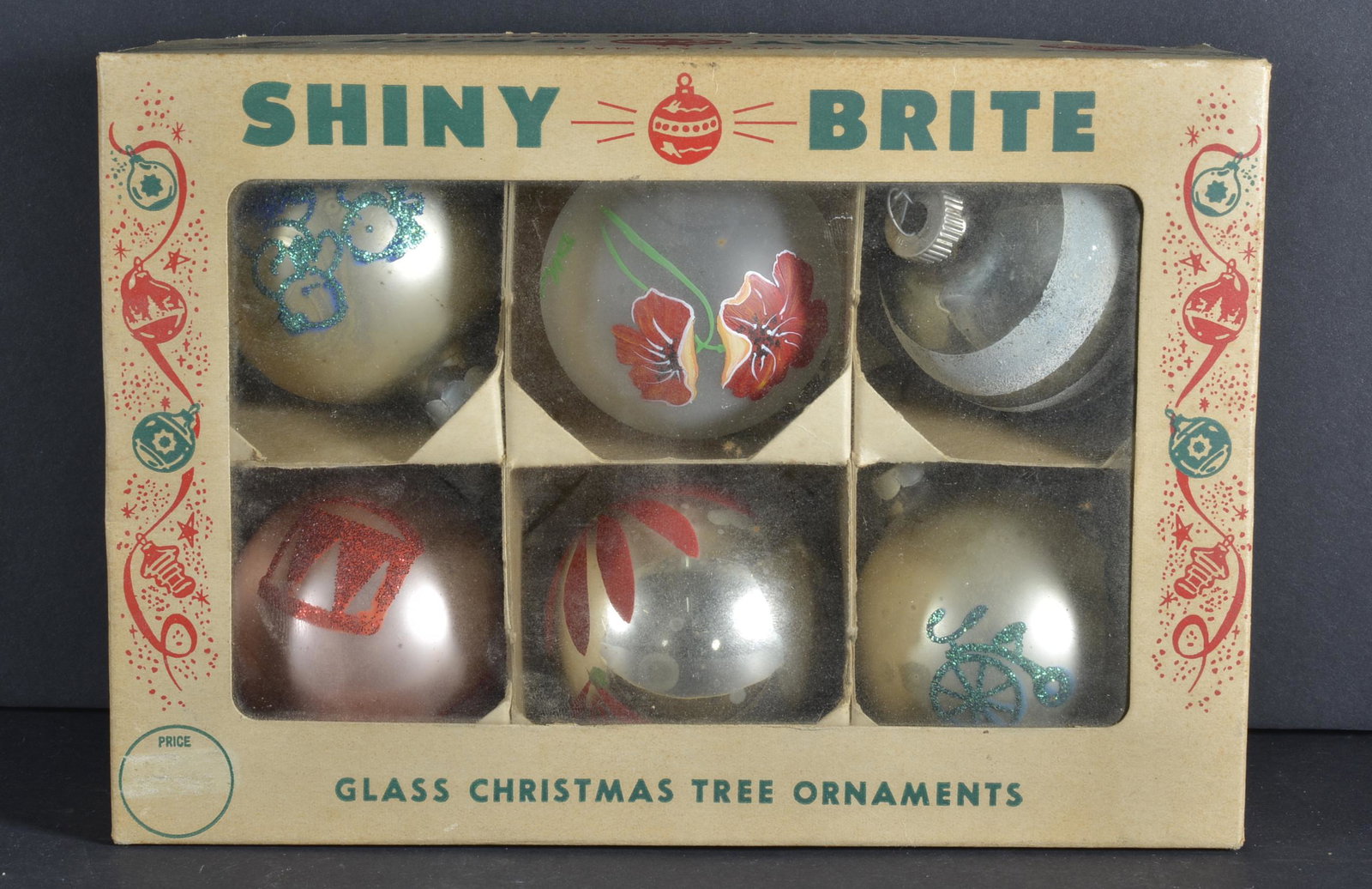 Collection of Vintage New/Old Stock Christmas Bulbs: 1950's Shiny Brite Hand Painted Christmas Bulbs