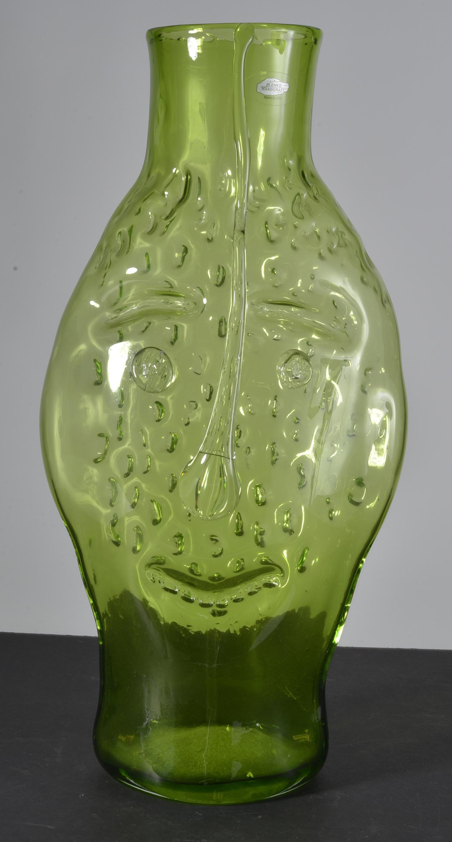 Blenko Blown Glass Face Jug (1 of 7)
