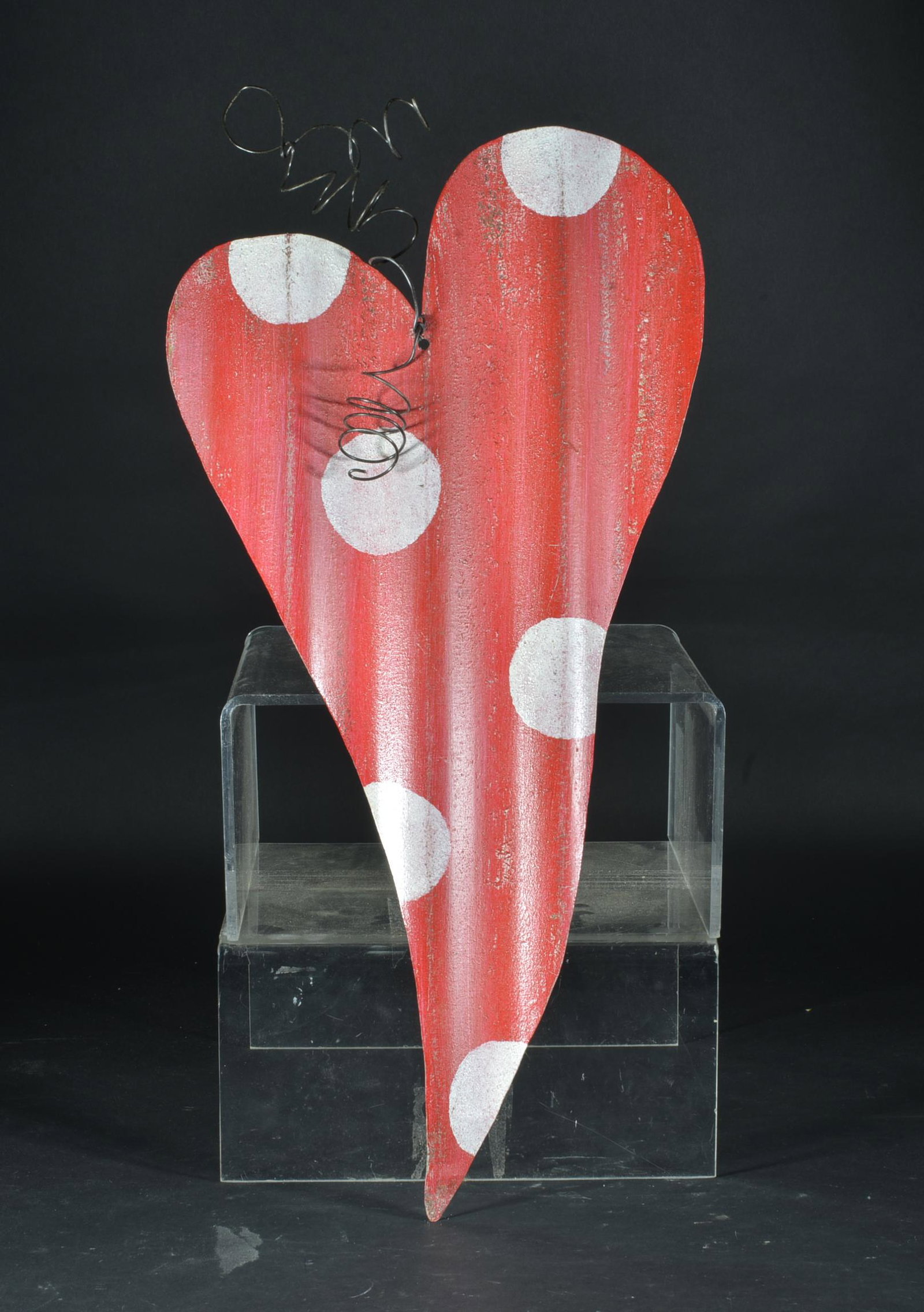 Folk Art Tin Painted Heart: Paint on tin. 21.75"h x 10.75"w