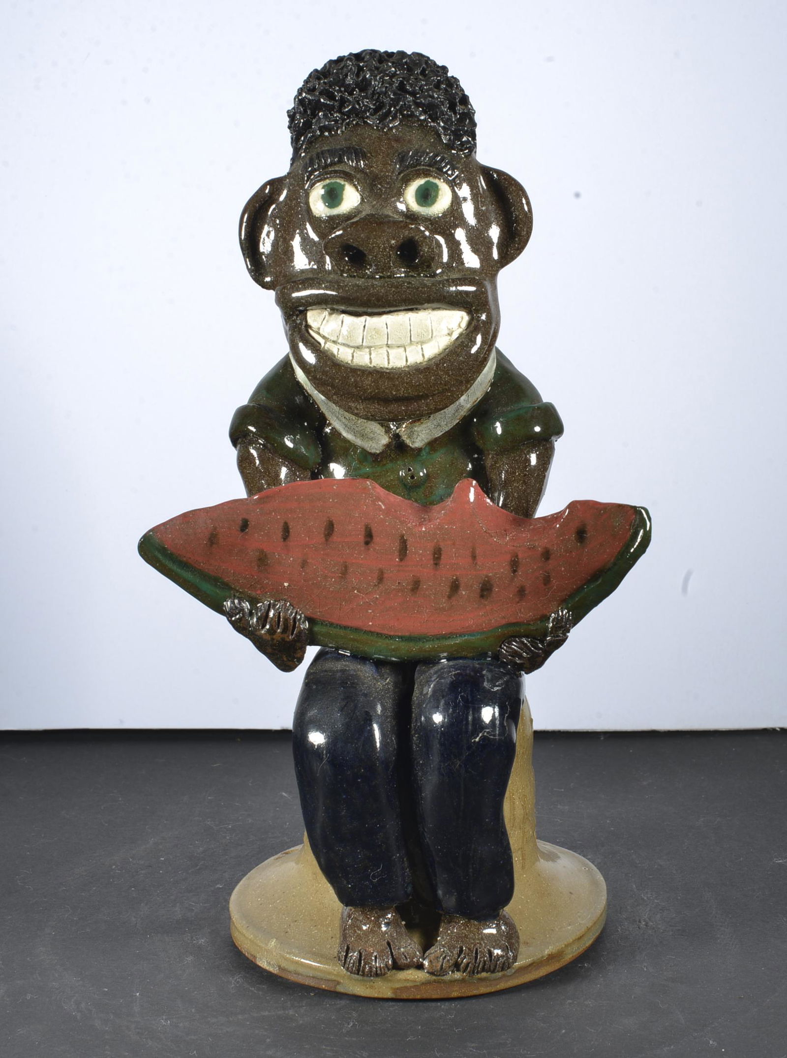ALBERT HODGE FIGURAL BOY EATING  WATERMELON STATUE (1 of 5)