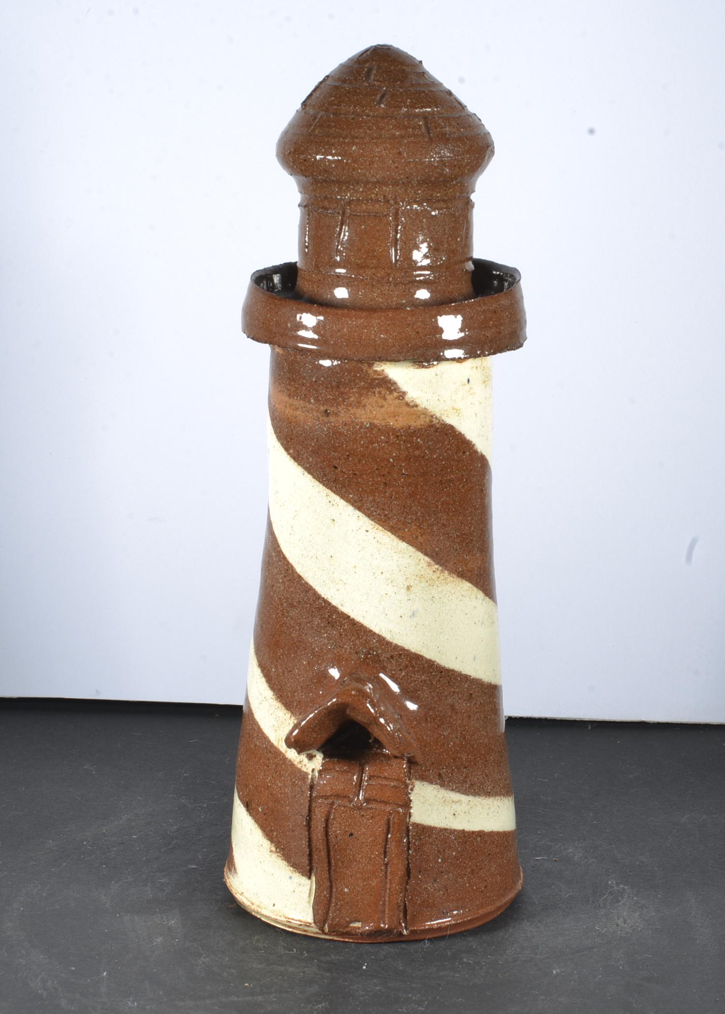 ALBERT HODGE VAIL N.C. POTTERY LIGHT HOUSE: SIGNED AND DATED ON BOTTOM 8" TALL