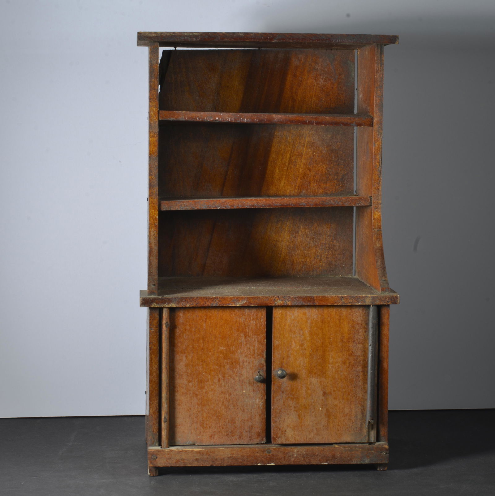 CHILD'S WOODEN STEPBACK CUPBOARD (1 of 4)