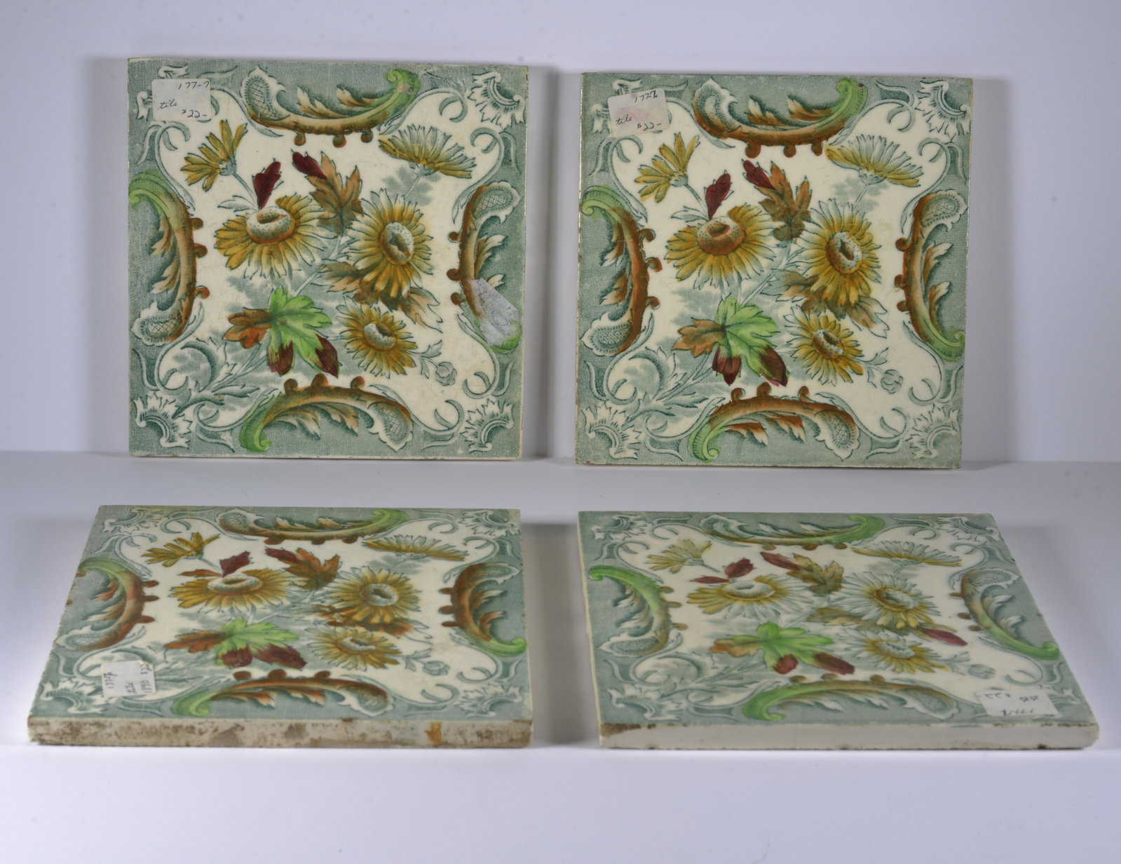 SET OF (4) MODULAR TILES: SET OF (4) MODULAR TILES- SICILIAN, GHENOS TILES IN GREAT CONDITION 6 X 6