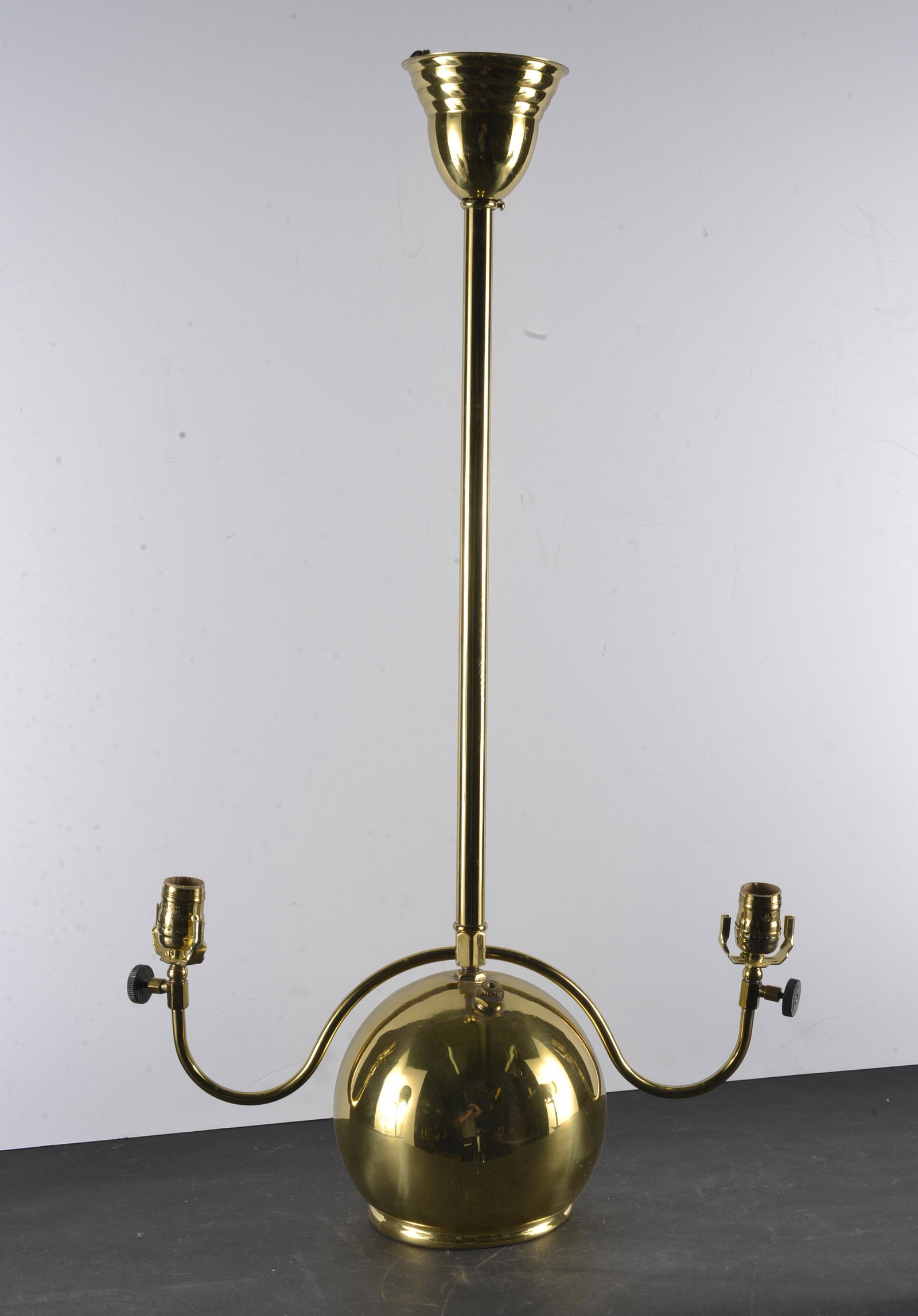 BRASS 2 LIITE CHANDELIER: BRASS 2 LIITE CHANDELIER 23"H