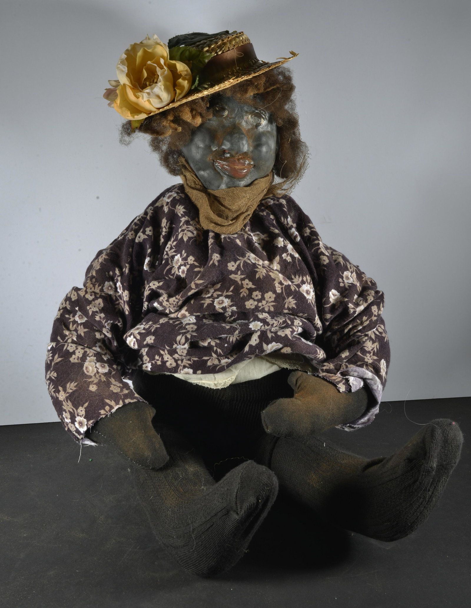 BLACK AMERICANA CLAY FACE CLOTH DOLL: BLACK AMERICANA CLAY FACE CLOTH DOLL 23" L