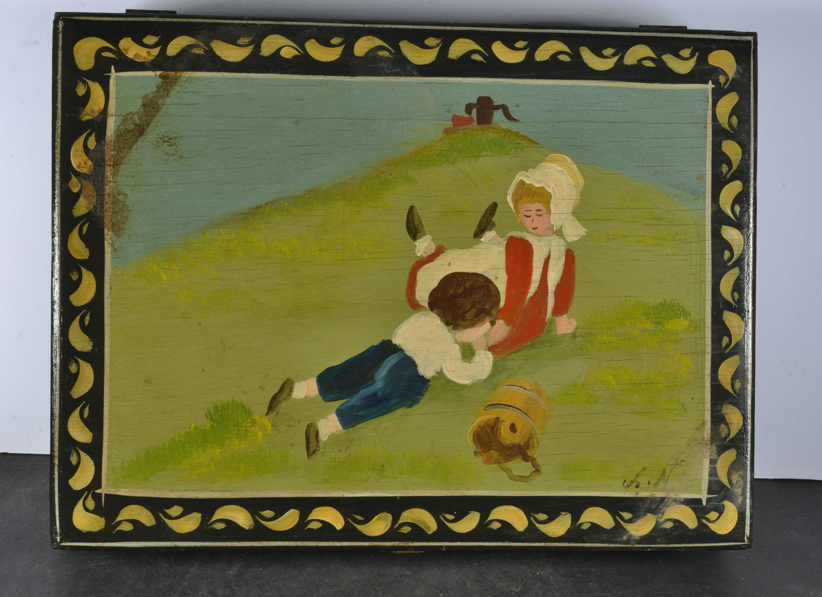 SALLY NOLAN FOLK ART HAND PAINTED JACK & JILL BOX (1 of 3)