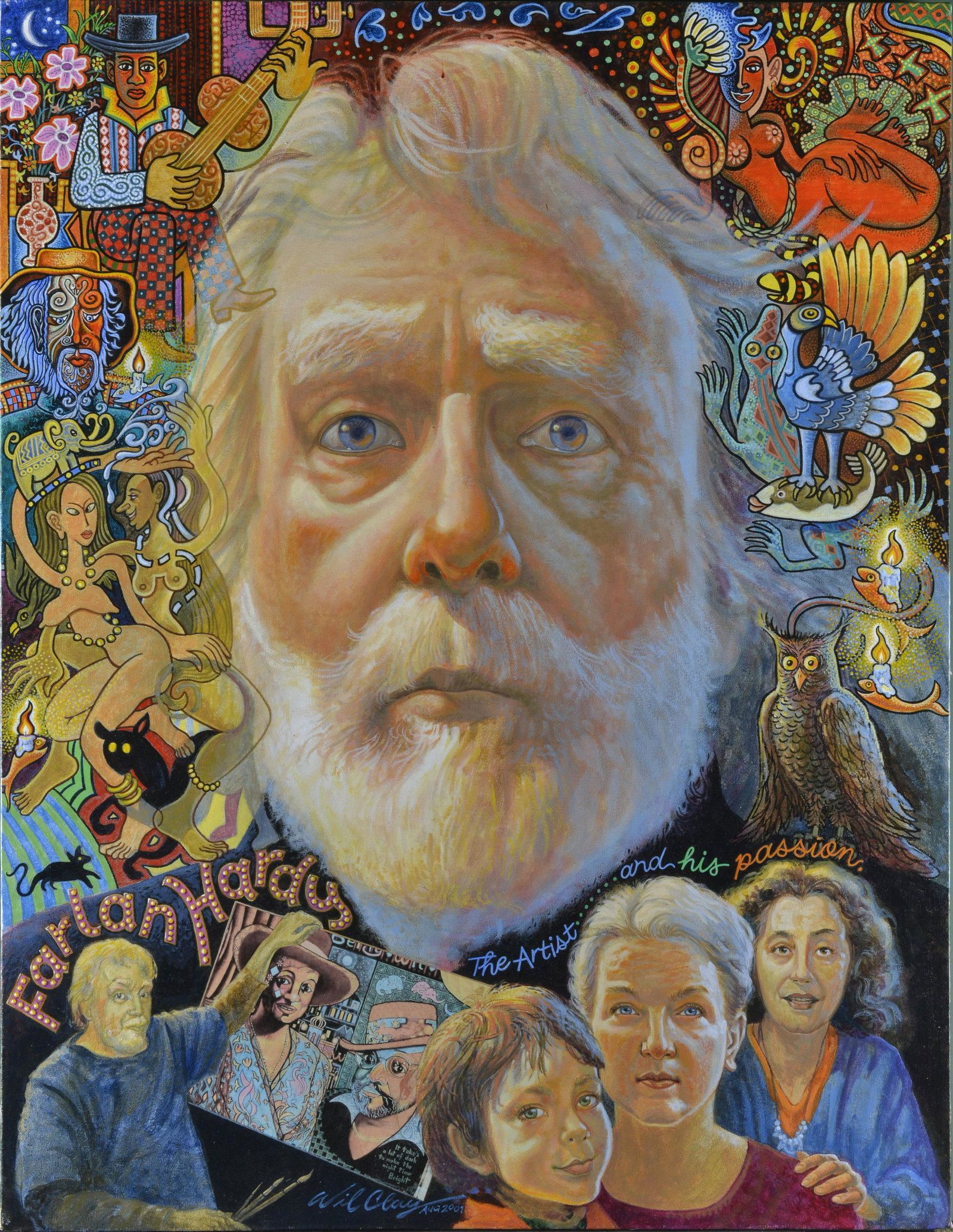WIL CLAY PAINTING ON CANVAS: PAINTING ON CANVAS OF FARLAN HARDY, SIGNED AND DATED LOWER CENTER 2001 28" X 36"