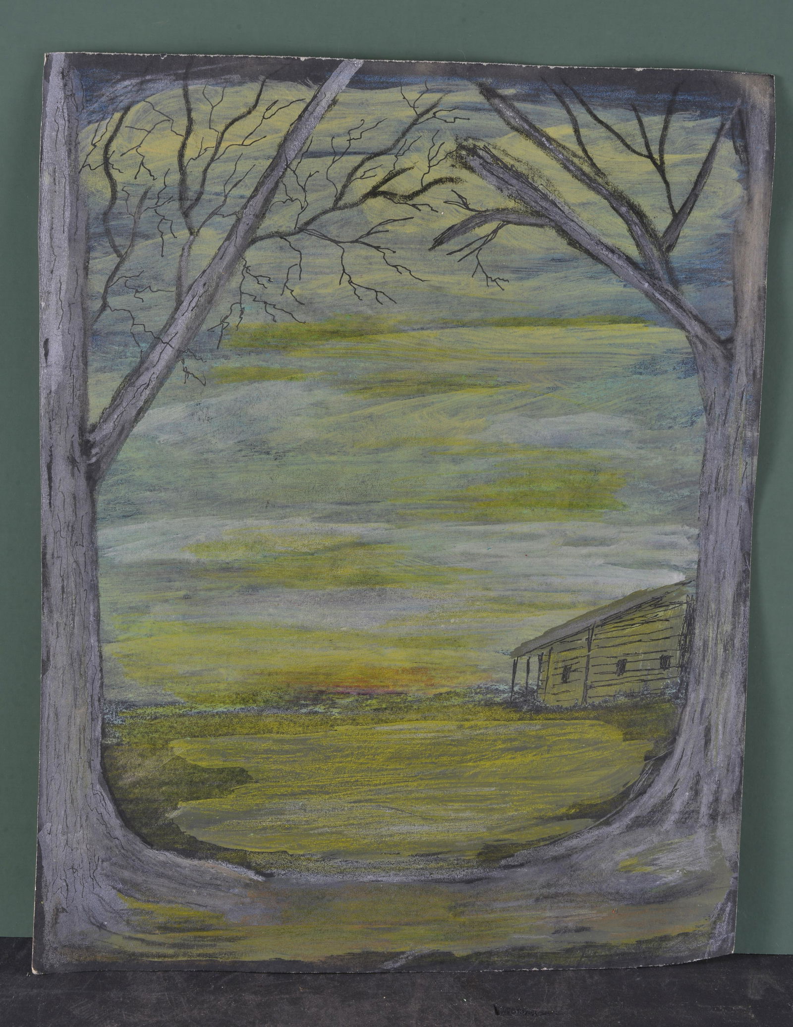 PHYLLIS LONG "POPHIL"PAINT ON PAPER  UNSIGNED (1 of 2)