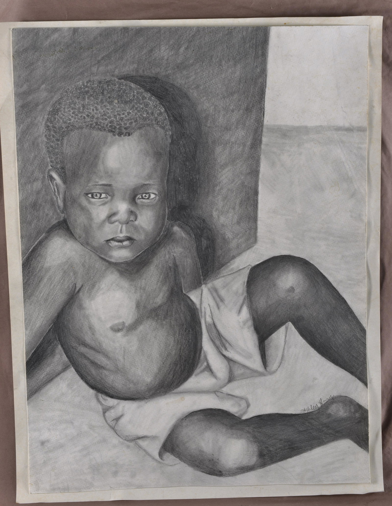 ASHLEY HARY PENCIL ON PAPER: ASHLEY HARY PENCIL ON PAPER SIGNED LOWER RIGHT 14.5" X 19.5"