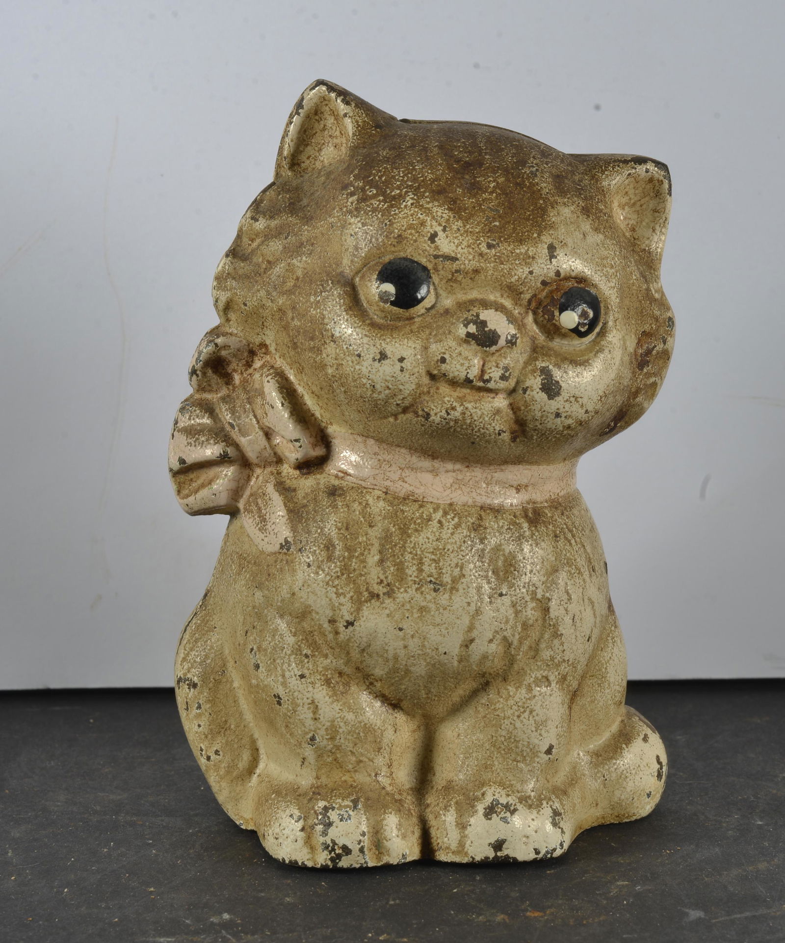 CAST IRON PAINTED WHITE KITTEN DOOR STOP (1 of 4)