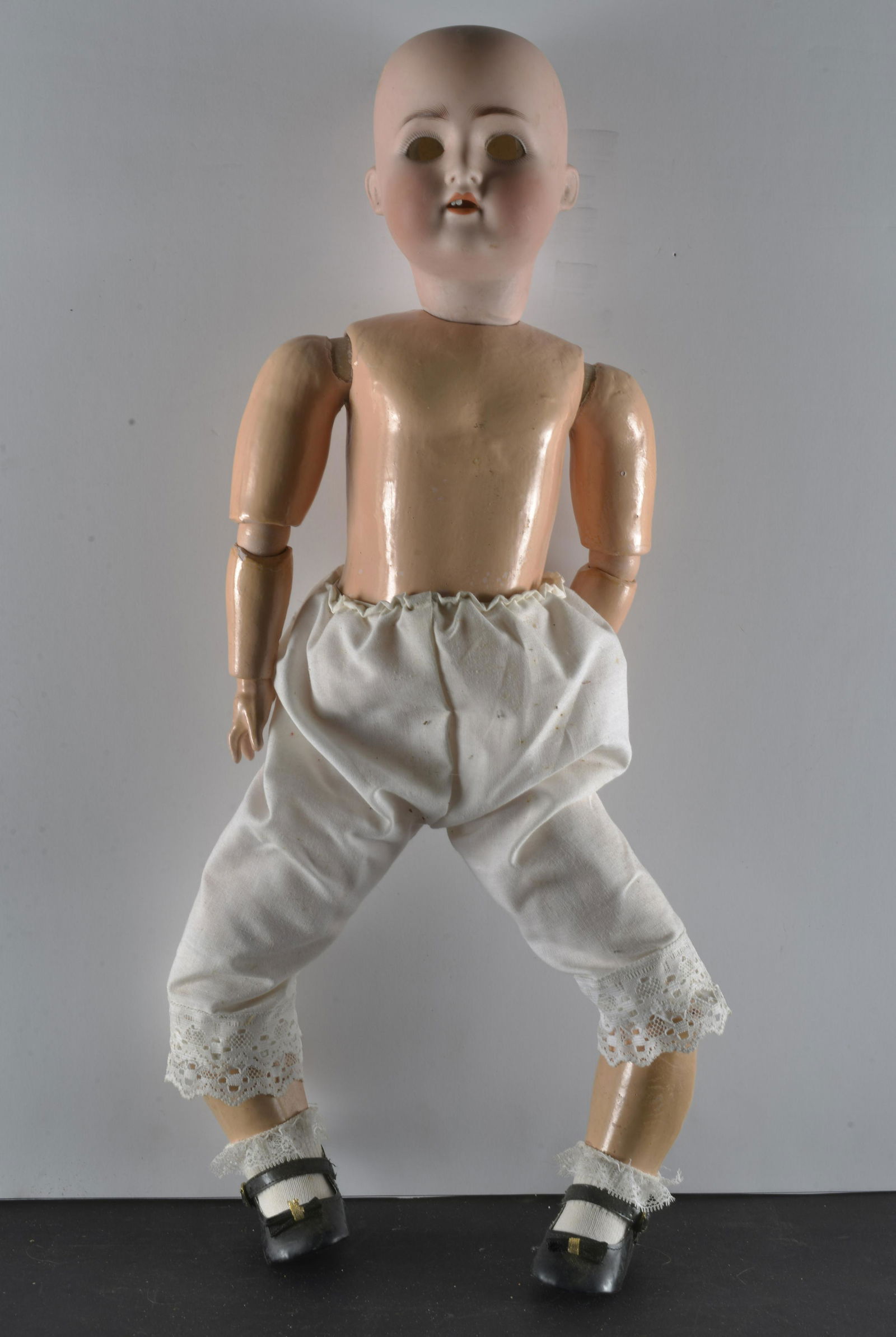 PORCELAIN GERMANY DOLL "AB" INITIALS: GERMAN BISQUE HEAD "AS IS" "AB" 136 SERIES GERMANY 24"