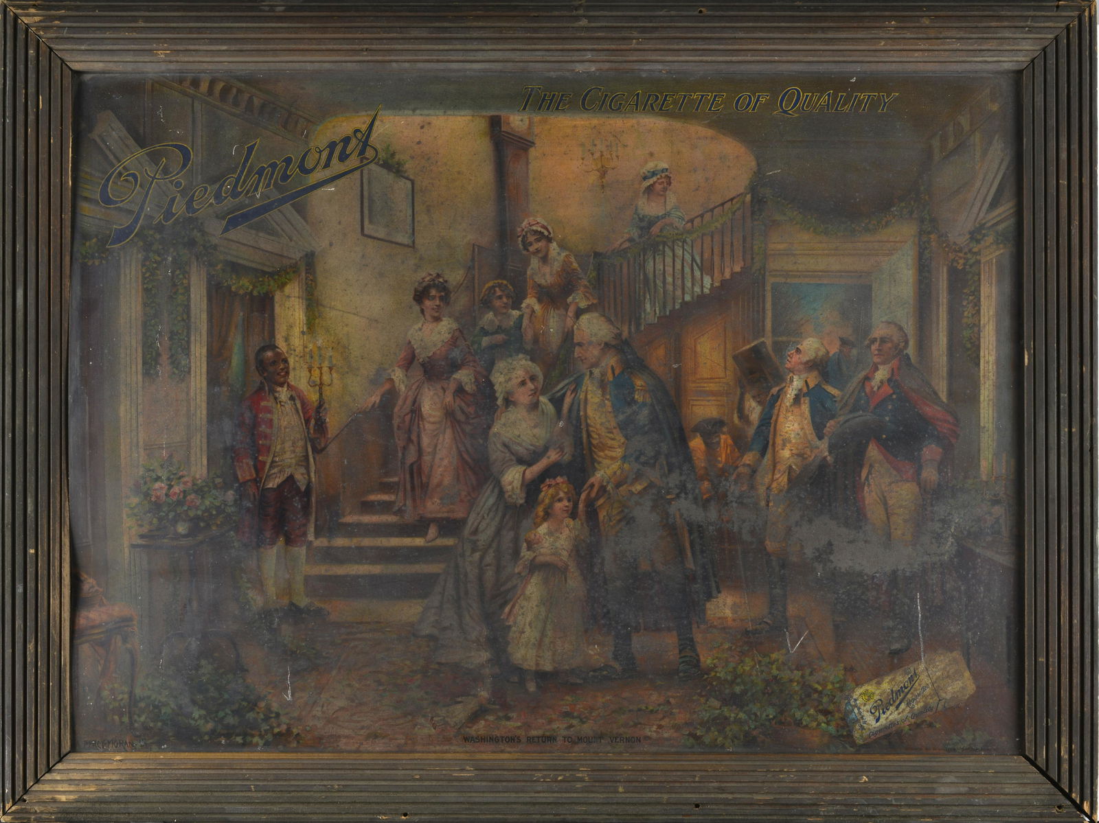 RARE WASHINGTON'S RETURN PIEDMENT CIGARETTES TIN SIGN (1 of 6)