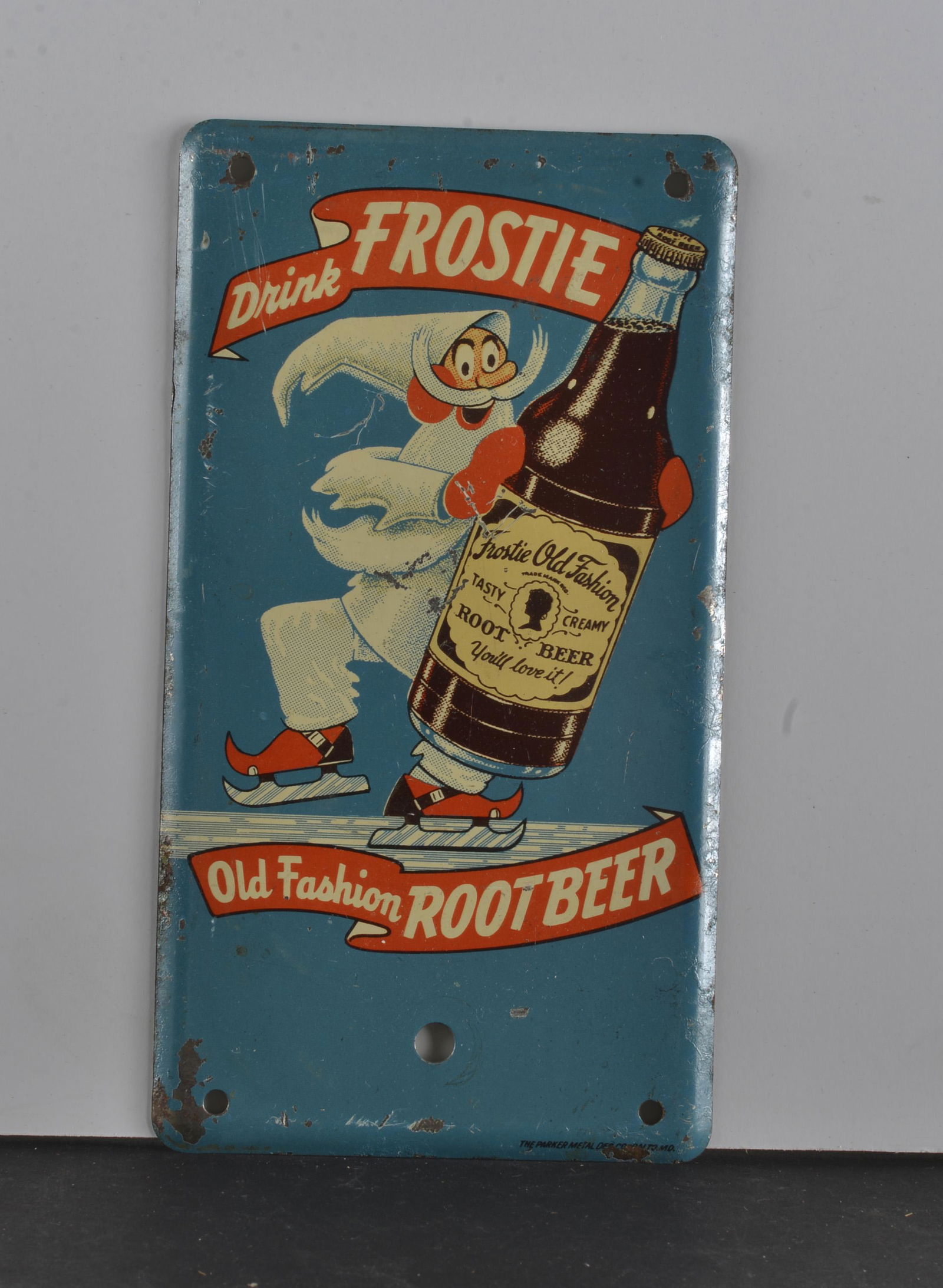 TIN LITHO DRINK FROSTIE ROOT BEER SIGN (1 of 2)