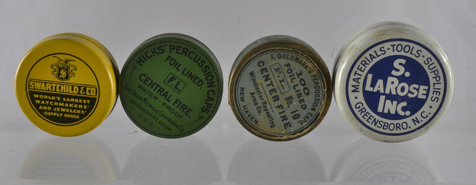 COLLECTION OF (4) TIN LITHO SMALL ROUND TINS (1 of 2)