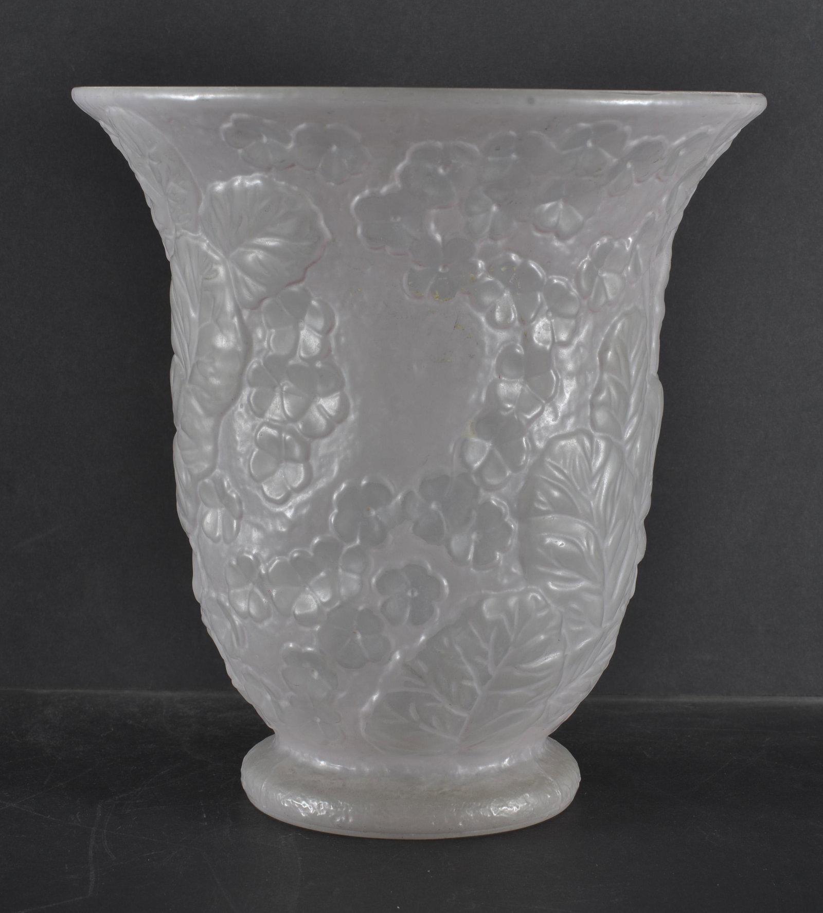 LALIQUE FLARED VASE: LALIQUE FLARED VASE 9" TALL