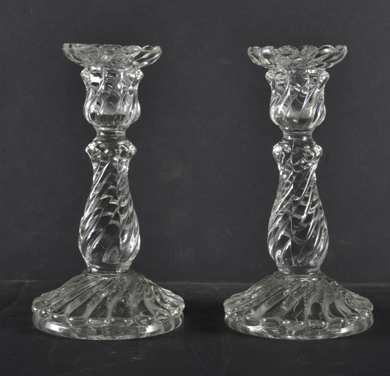 PAIR OF COLONY GLASS CANDLESTICKS (1 of 3)