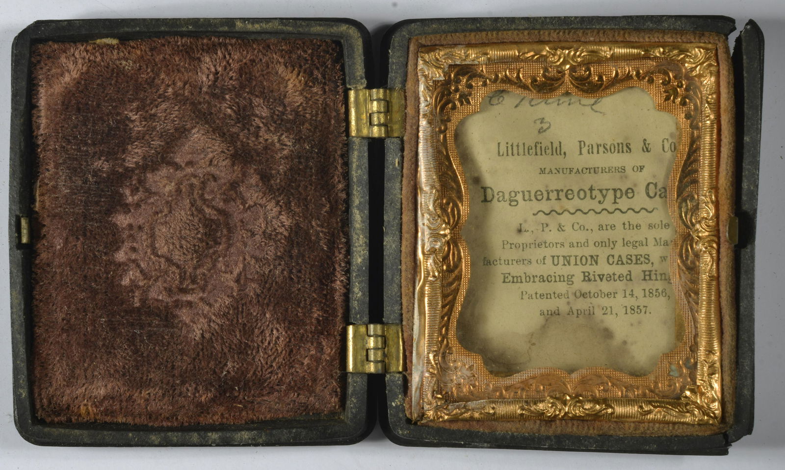 VINTAGE DAGUERREOTYPE/AMBROTYPE (SEE PHOTOS): VINTAGE DAGUERREOTYPE/AMBROTYPE LITTLEFIELD, PARSON, & COMPANY DATED (SEE PHOTOS)