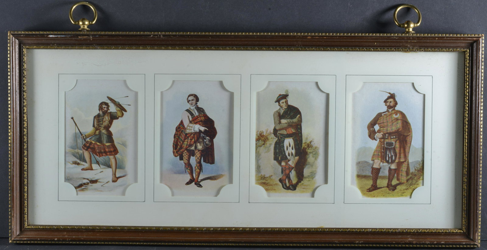 VINTAGE PITCURE FRAME DEPICTING SCOTTICH MEN: VINTAGE PITCURE FRAME DEPICTING SCOTTICH MEN 9" X 19"