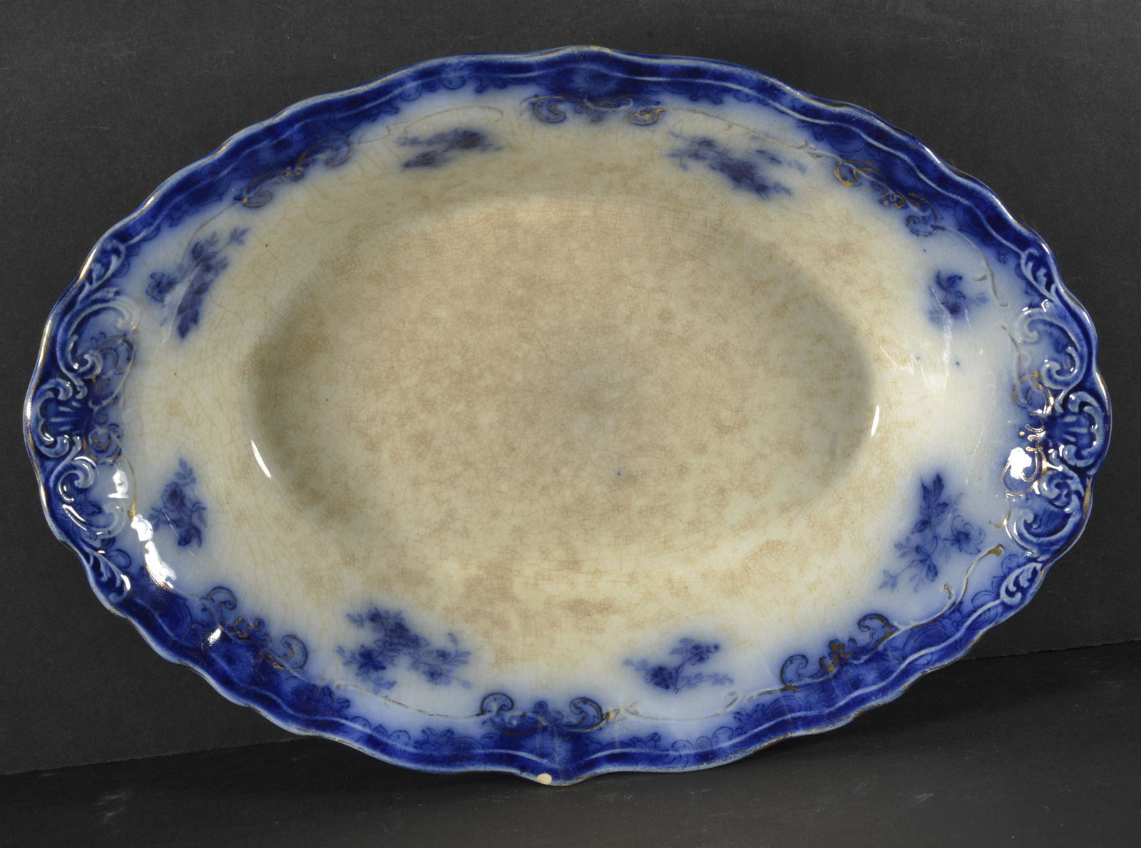 GENEVA ENGLAND FLOW BLUE OVAL BOWL (1 of 2)