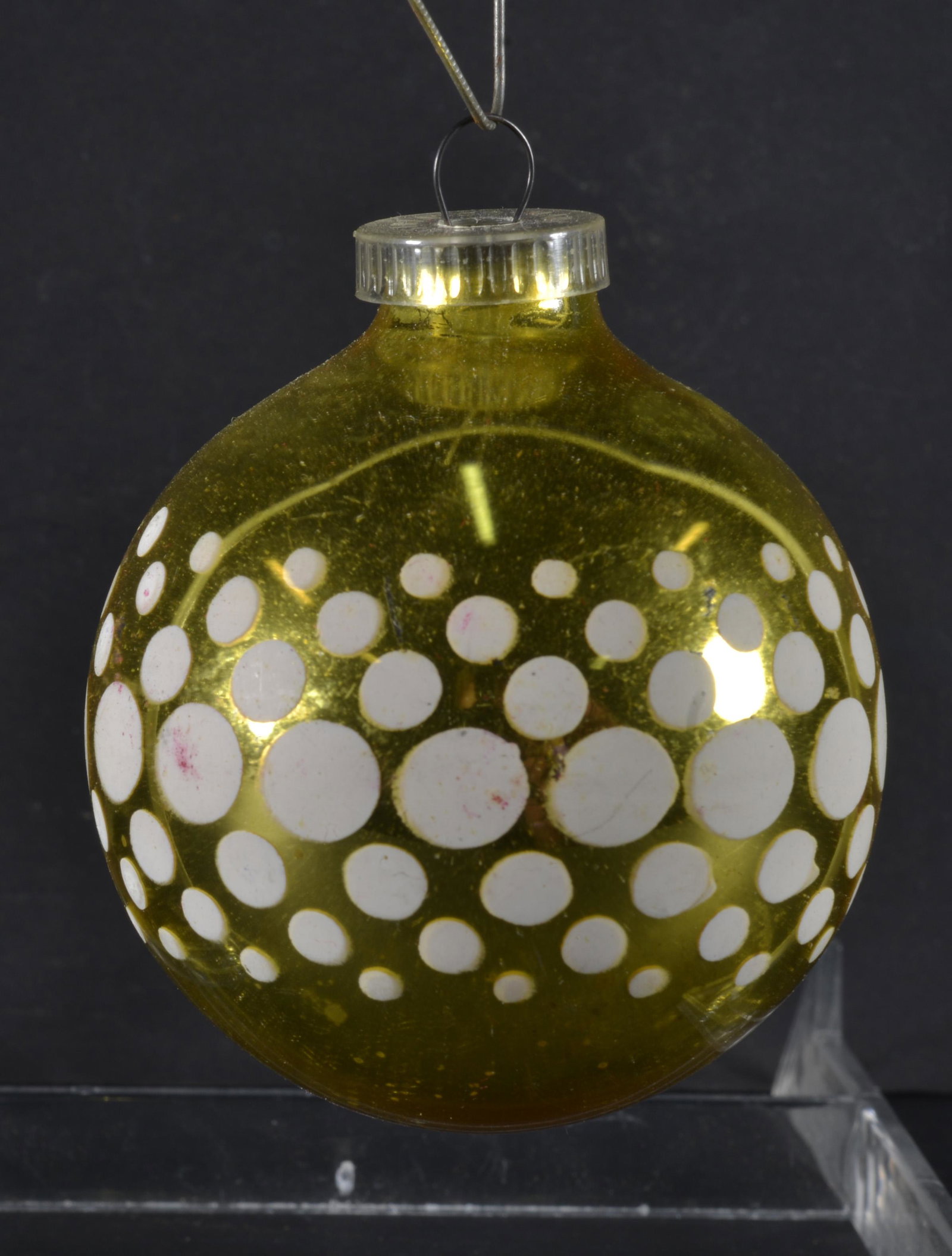 VINTAGE CHRISTMAS ORNAMENT: VINTAGE SHINY BRIGHT BALL GLITTERED CHRISTMAS ORNAMENT 3" DIA