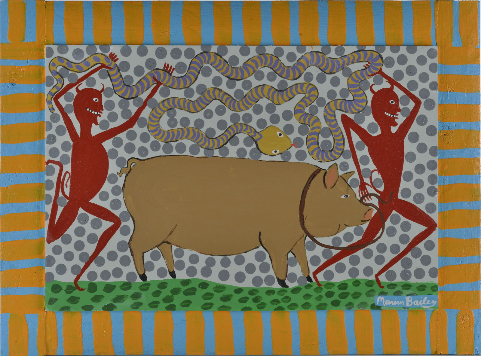 Marvin Bailey Folk Art Painting Devils and Pig (1 of 4)