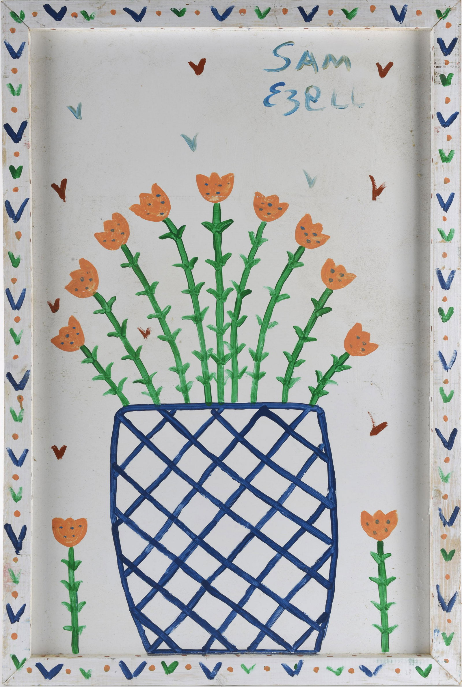 Sam Ezell painting on board (1 of 3)