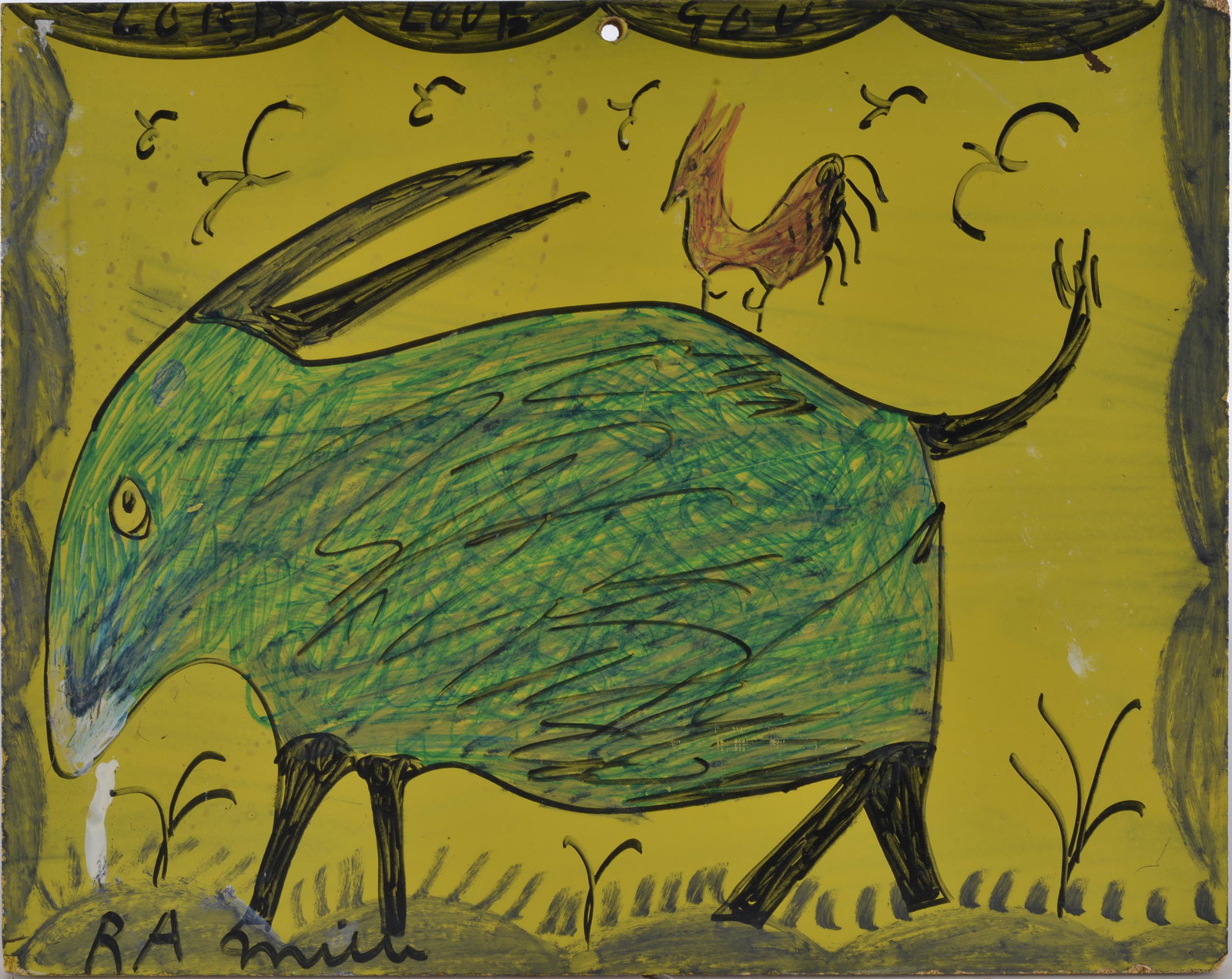 RA Miller Paint on 3/4 Pressed Board: signed lower left 16 " x 13"