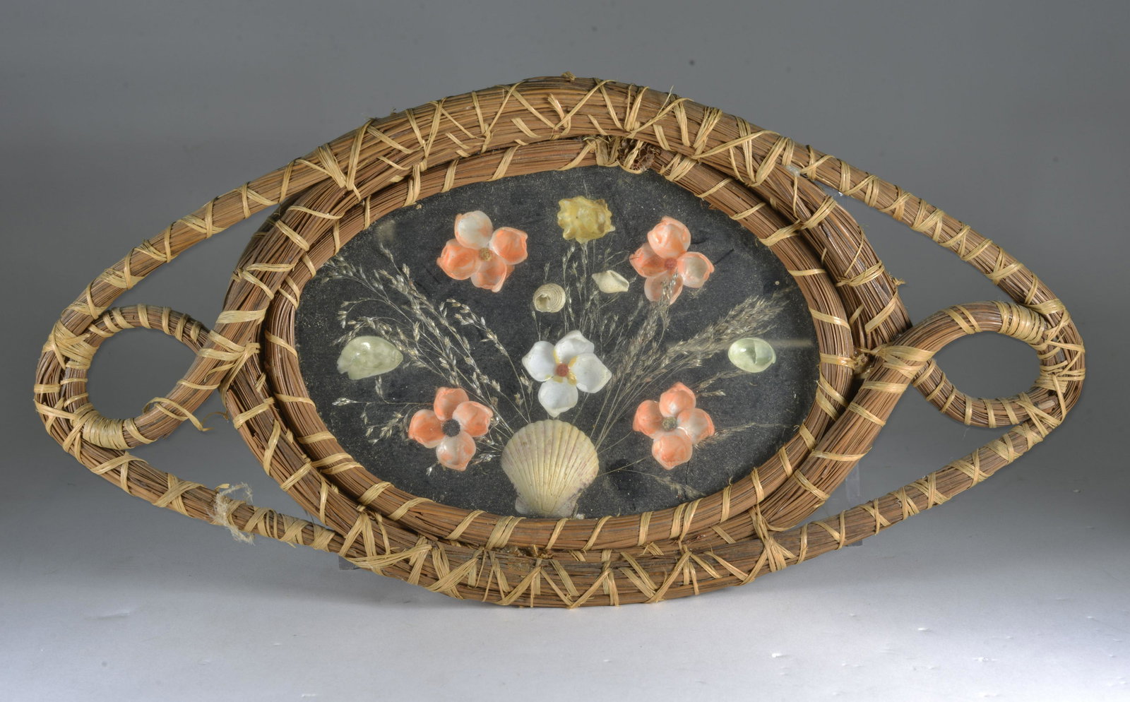 Pine Needle Basket Shell Folk Art (1 of 7)