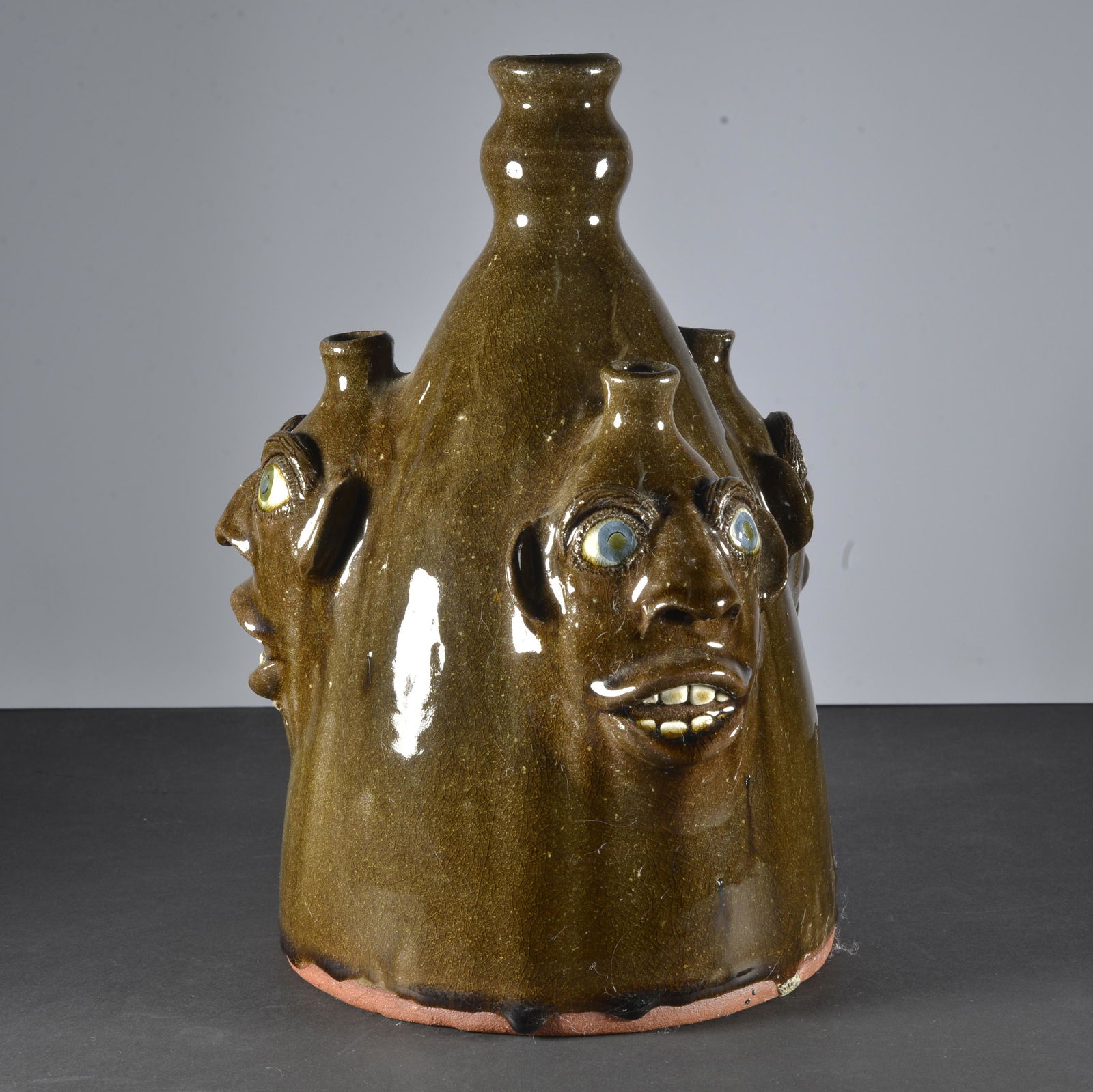 JOE REINHARDT POTTERY 3 FACE BOTTLE (1 of 5)