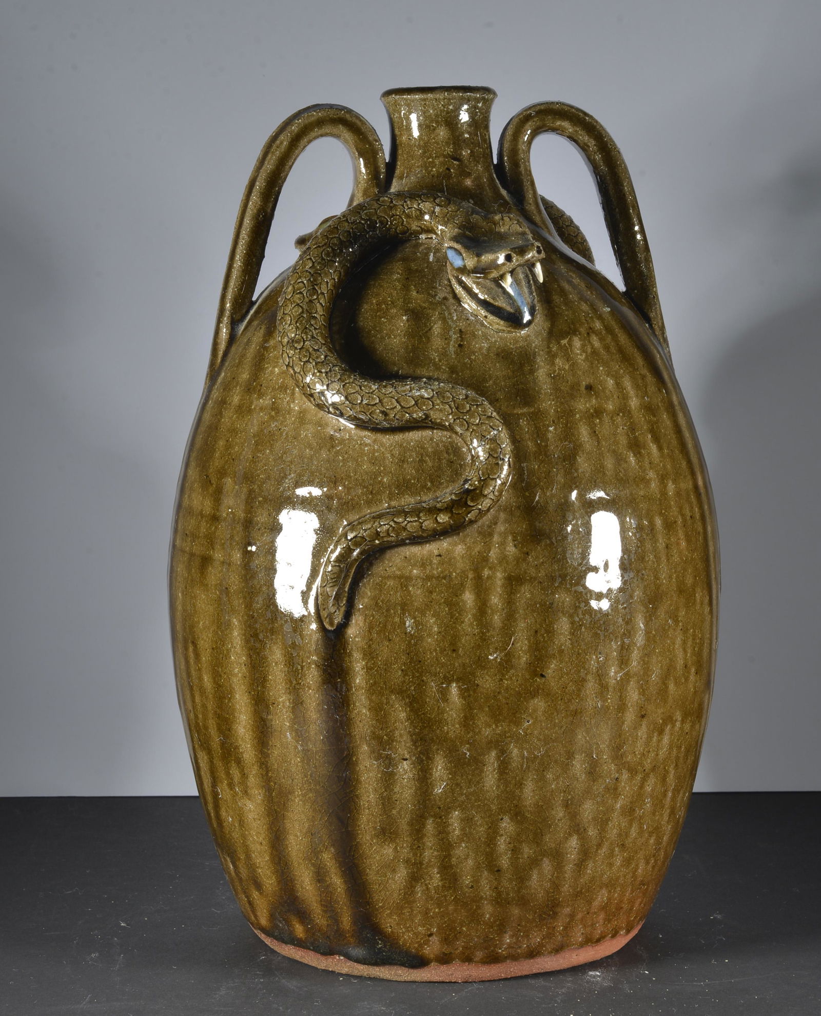JOE REINHARDT POTTERY DOUBLE SNAKE JUG (1 of 5)