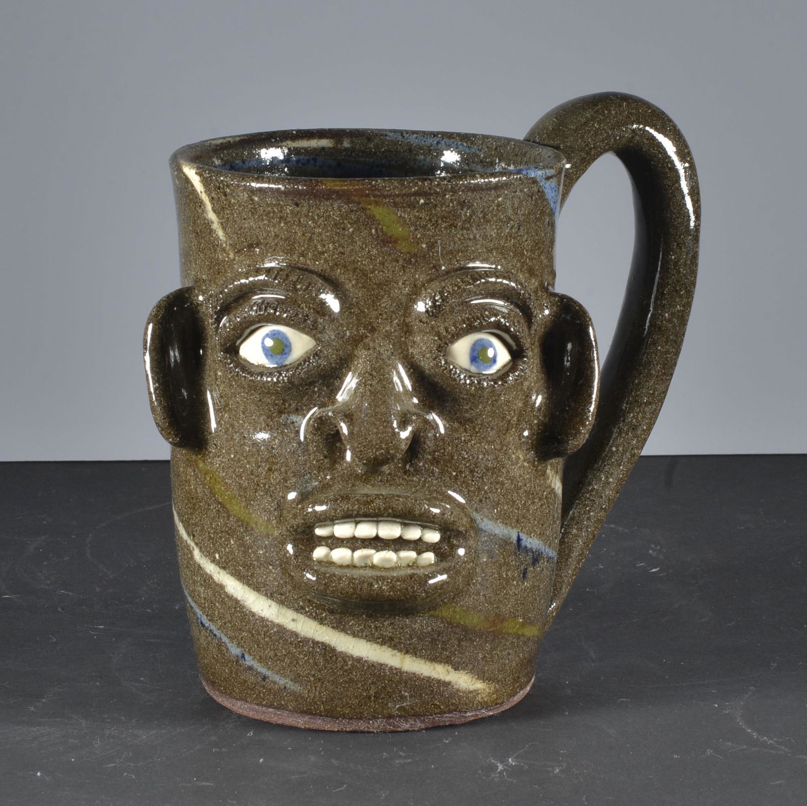 JOE REINHARDT POTTERY SWIRL FACE MUG (1 of 4)