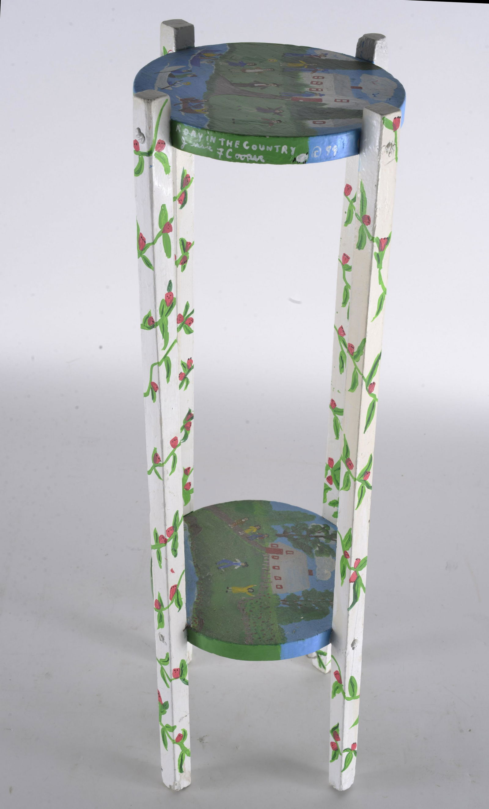 Jesse Cooper FOLK ART WOODEN PAINTED SIDE TAABLE (1 of 5)