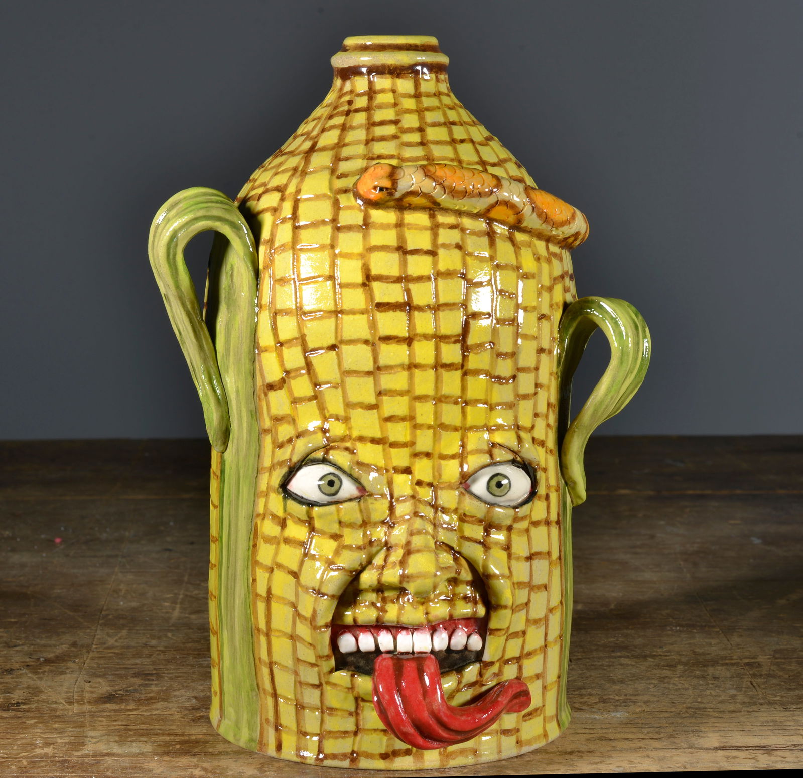 Stacy Lambert Corn Face Jug (1 of 5)