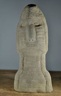 Tim Lewis Carved Rock Face: Carved rock, signed by the artist. From the collection of Larry Hackley 25.5"H