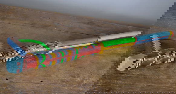 Folk Art Cane: carved and painted wood. 40"