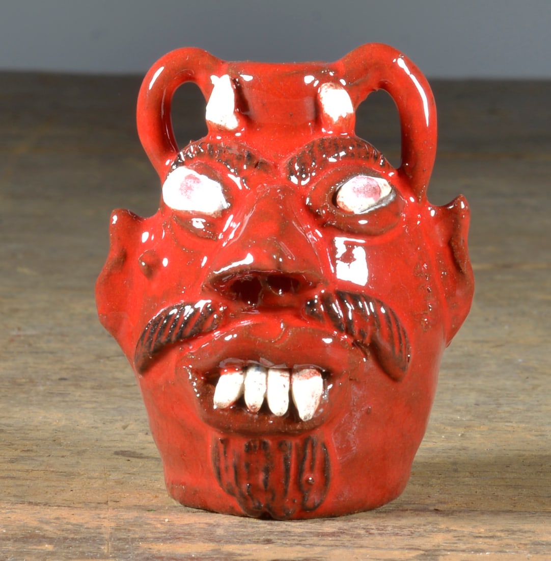 Albert Hodge Red Devil Face Jug (1 of 3)