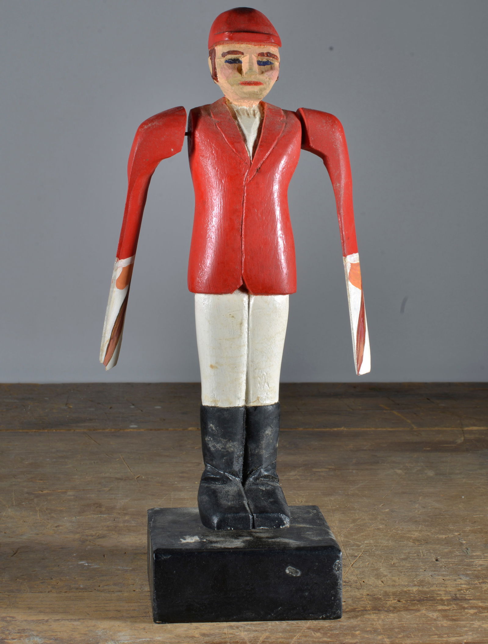 Folk Art Whirly Gig Man: carved and painted wood, age uknown. 11"