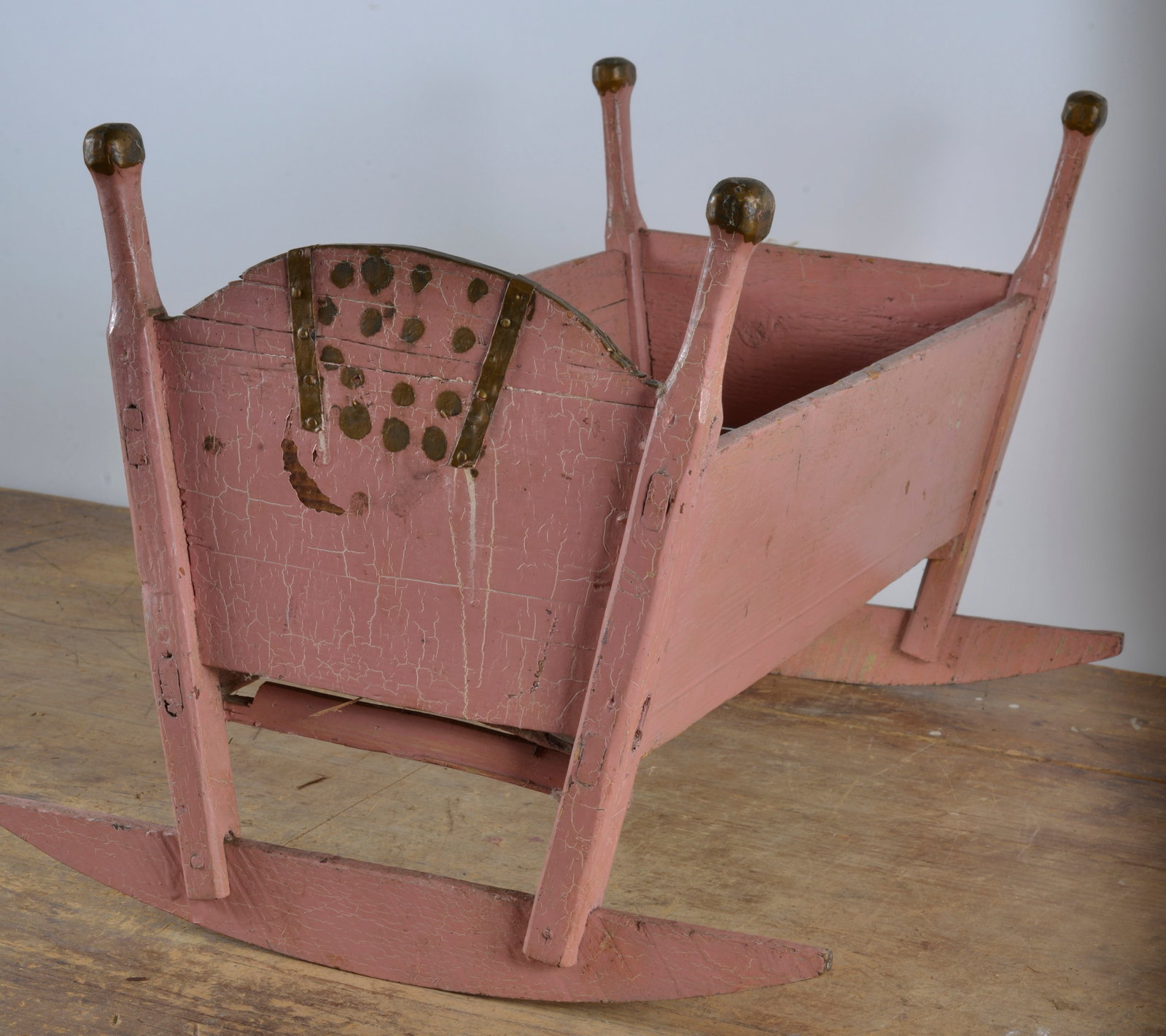 Folk Art Painted Small Cradle: outstanding folk art paint, original paint. 20"