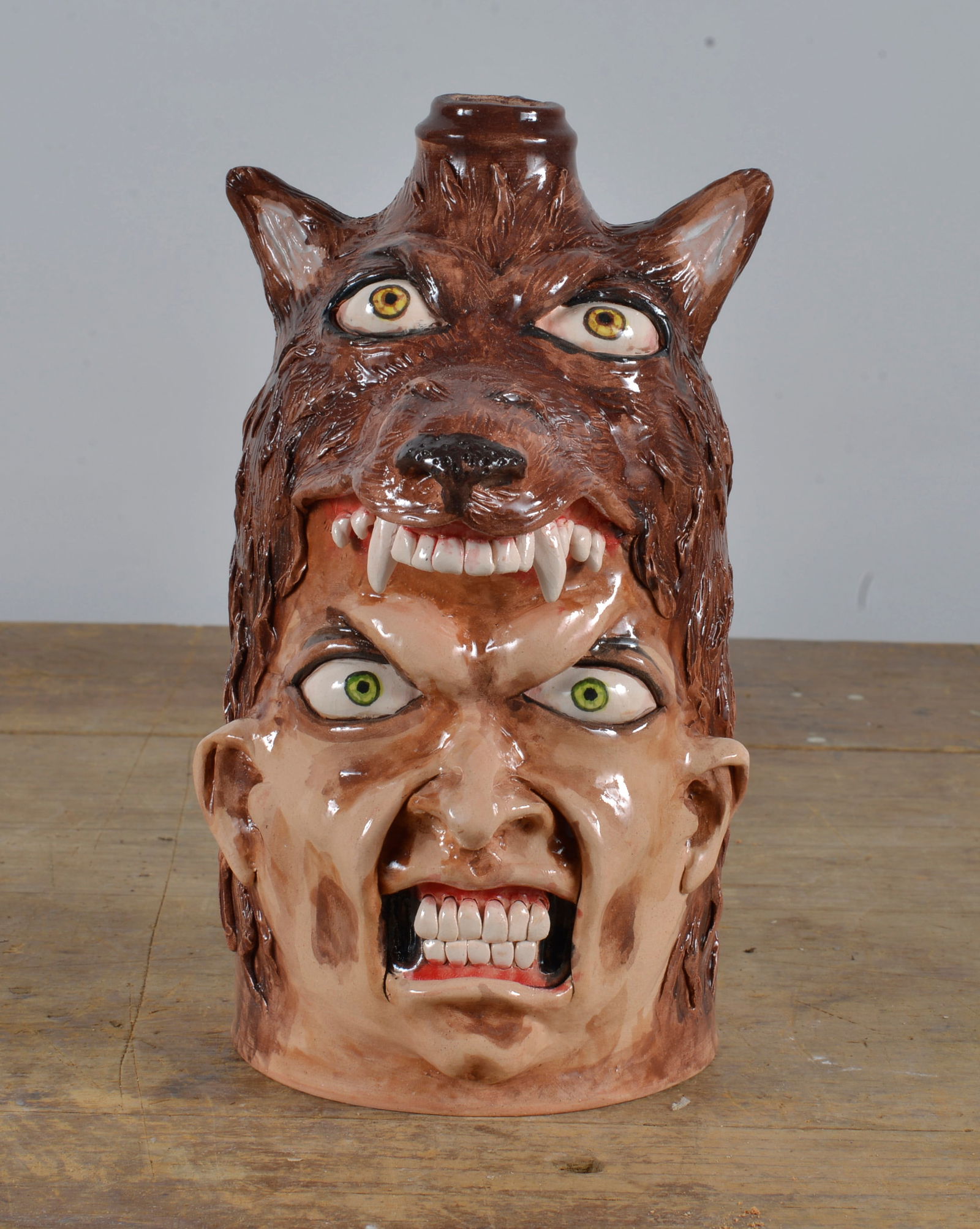 Stacy Lambert Wolf Face Jug (1 of 4)